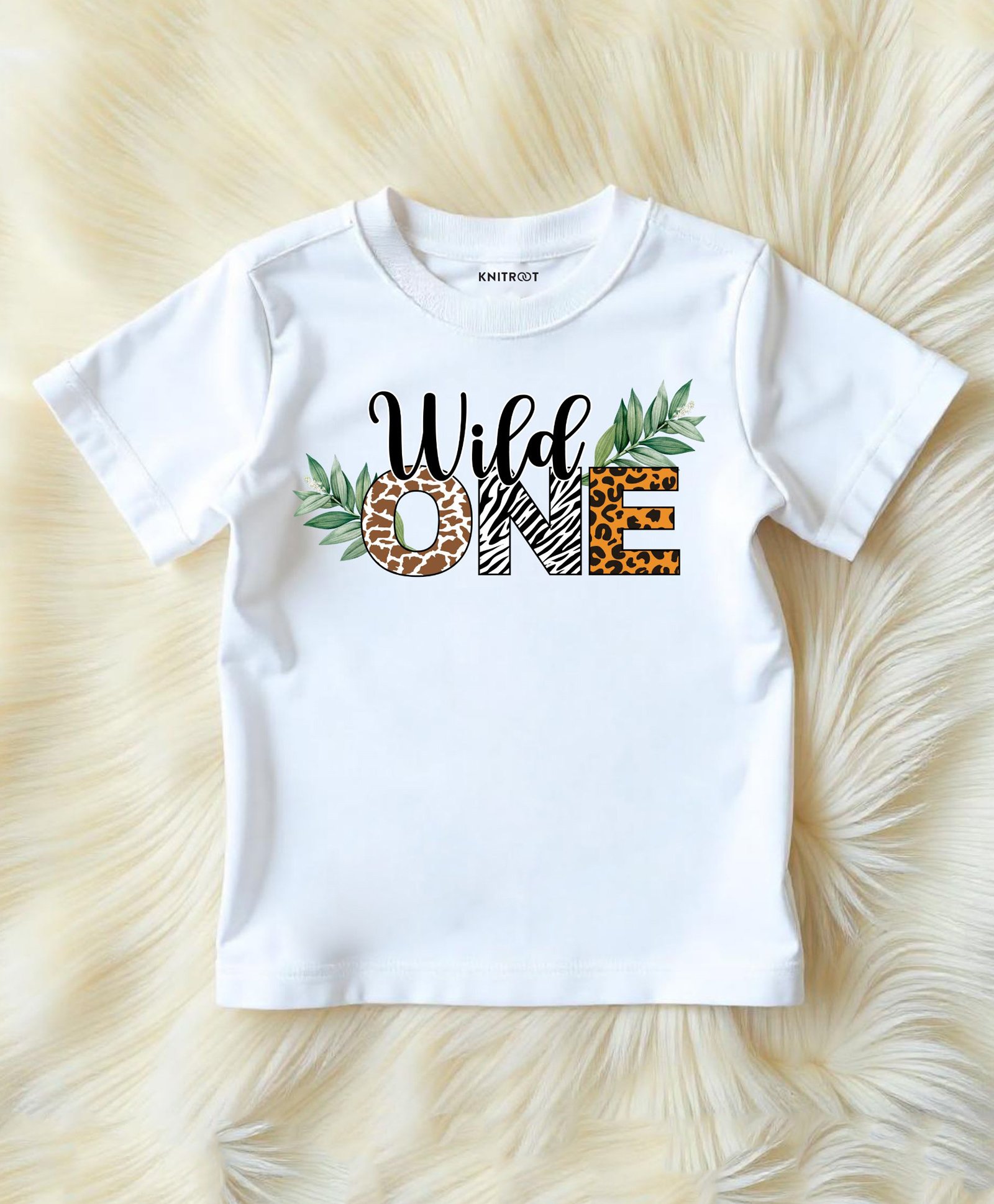 KNITROOT Birthday Theme Half Sleeves Wild One Text Printed Tee - White-picture-13