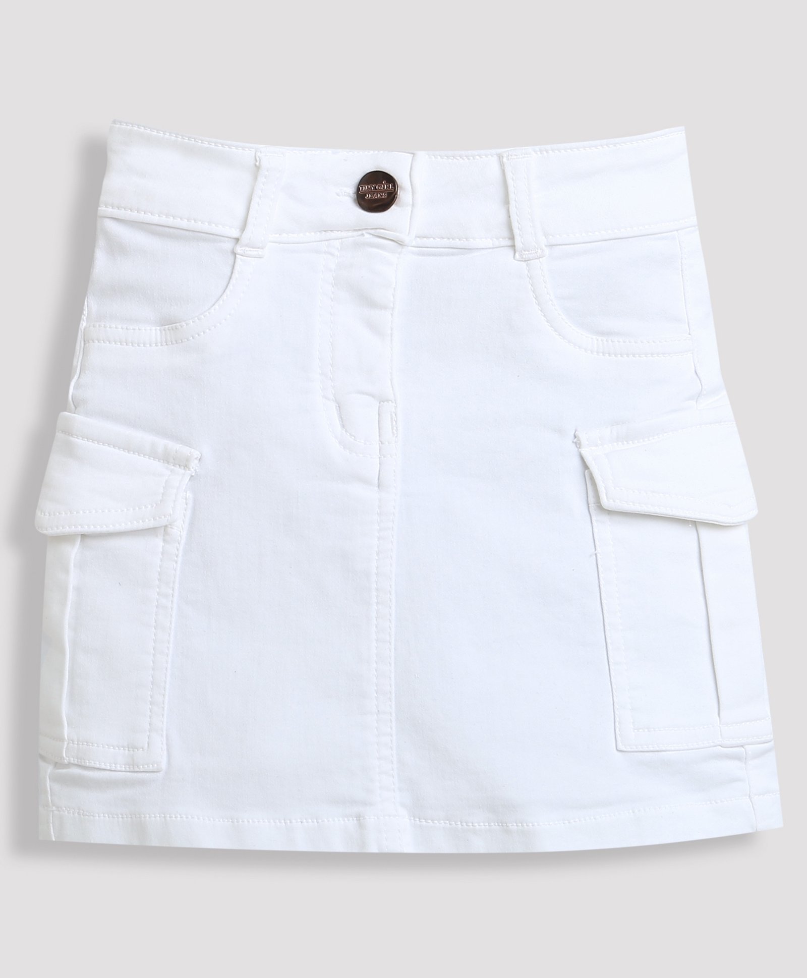 Tiny Girl Solid Cargo Skirt - White-picture-22