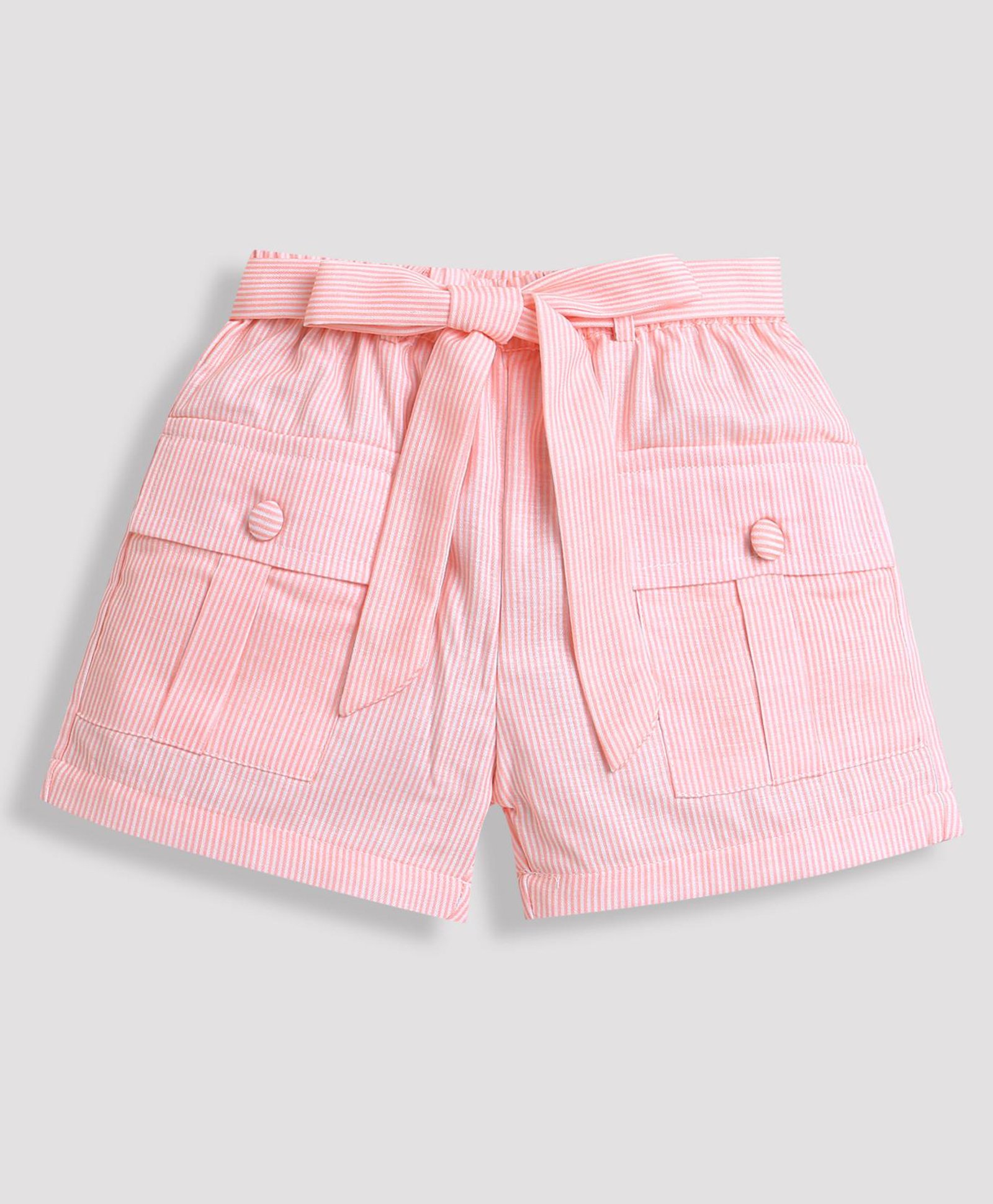 Tiny Girl Striped Shorts With Belt - Neon Orange-picture-21