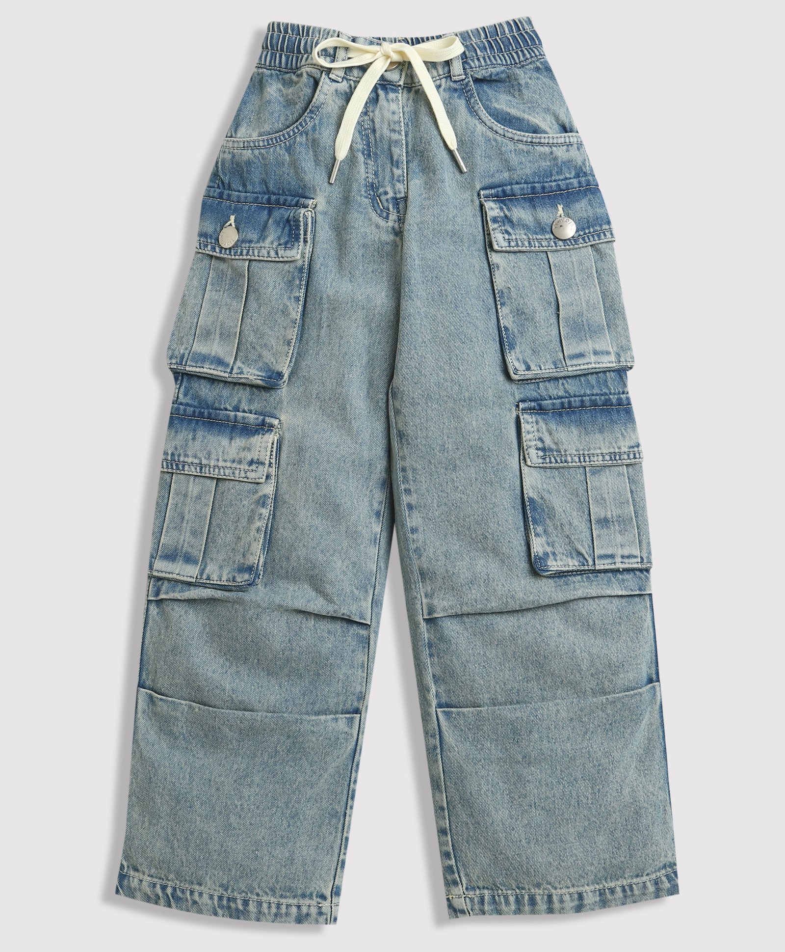 Tiny Girl Denim Mild Washed Cargo - Light Blue-picture-36