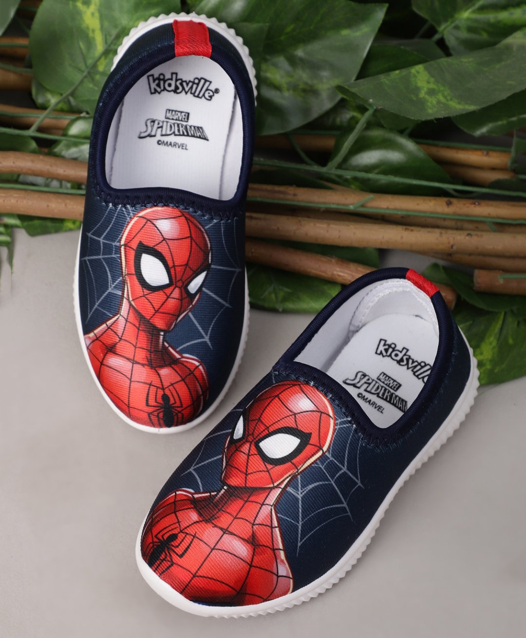 Kidsville Marvel Featuring Spiderman Printed Slip On Shoes - Navy Blue-image-33
