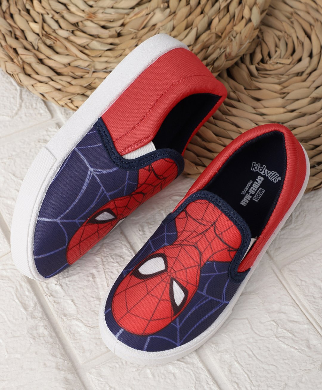 Kidsville Marvel Featuring Spiderman Printed Slip On Shoes - Navy & Red-picture-35