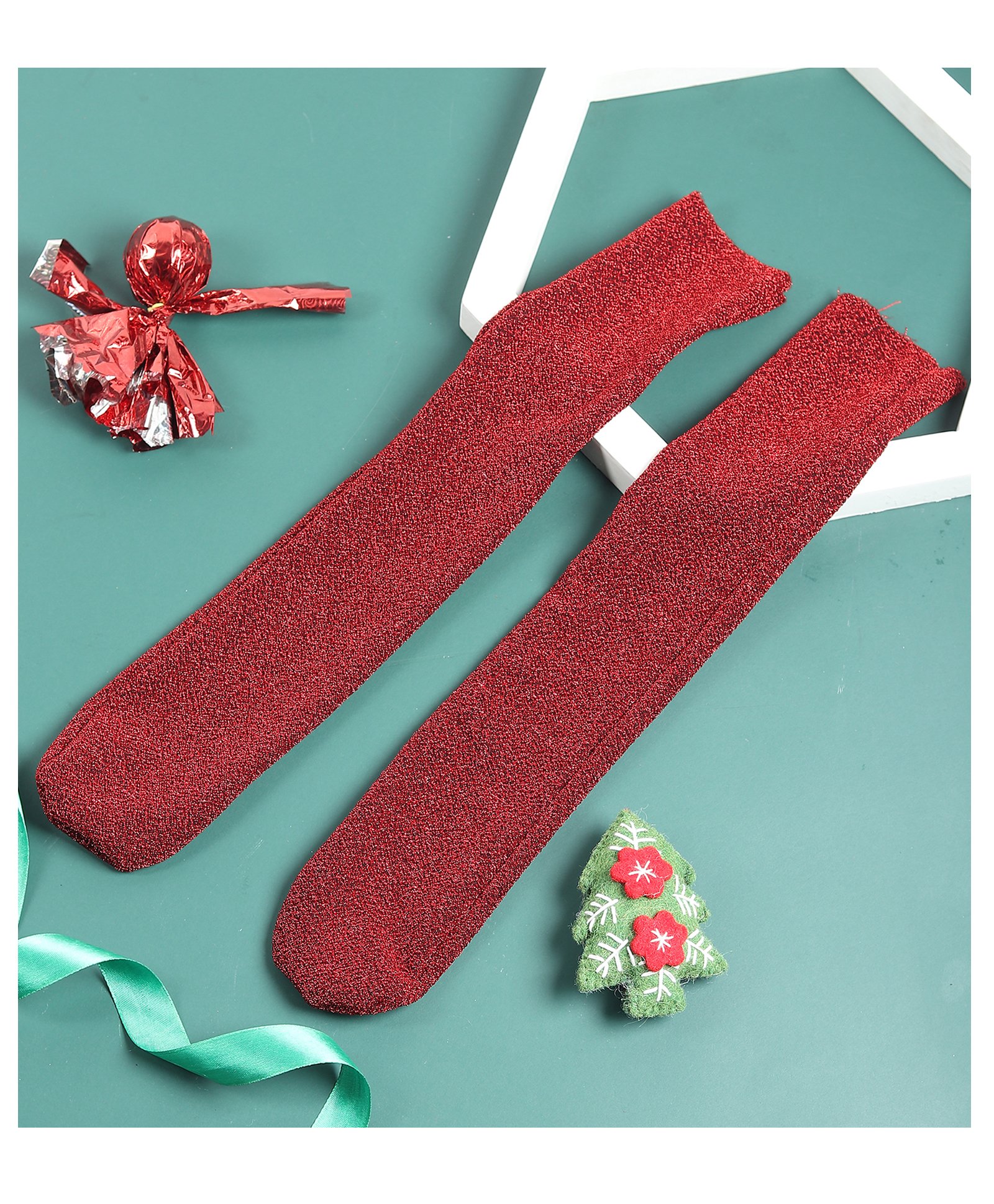 Tipy Tipy Tap Christmas Theme Shimmered Socks - Red-picture-16