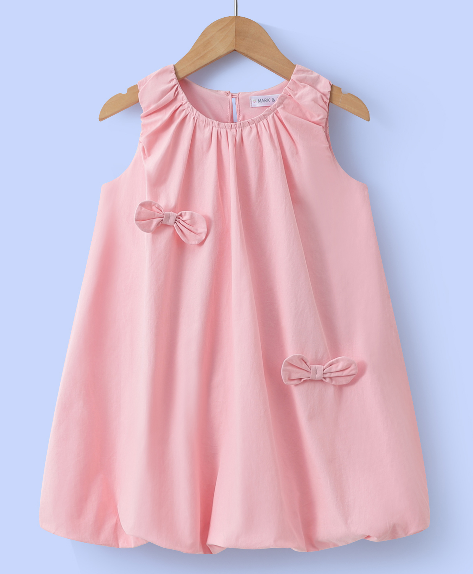 Mark & Mia Cotton Sleeveless Frock with Bow Applique - Pink-picture-19