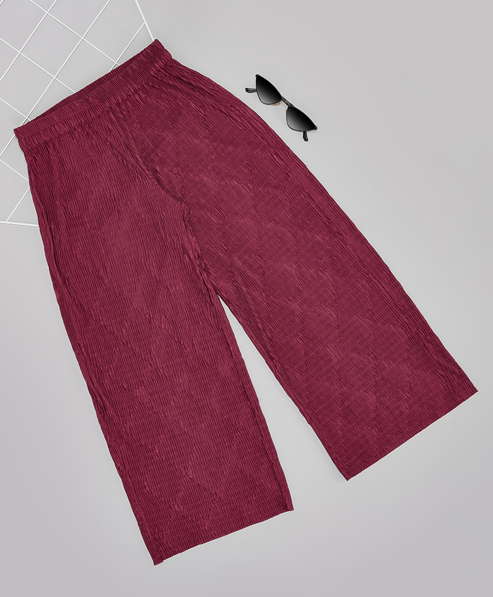 Pantaloons Junior Viscose Rayon Threadwork Embroidered Wide Leg Pant - Maroon-picture-11