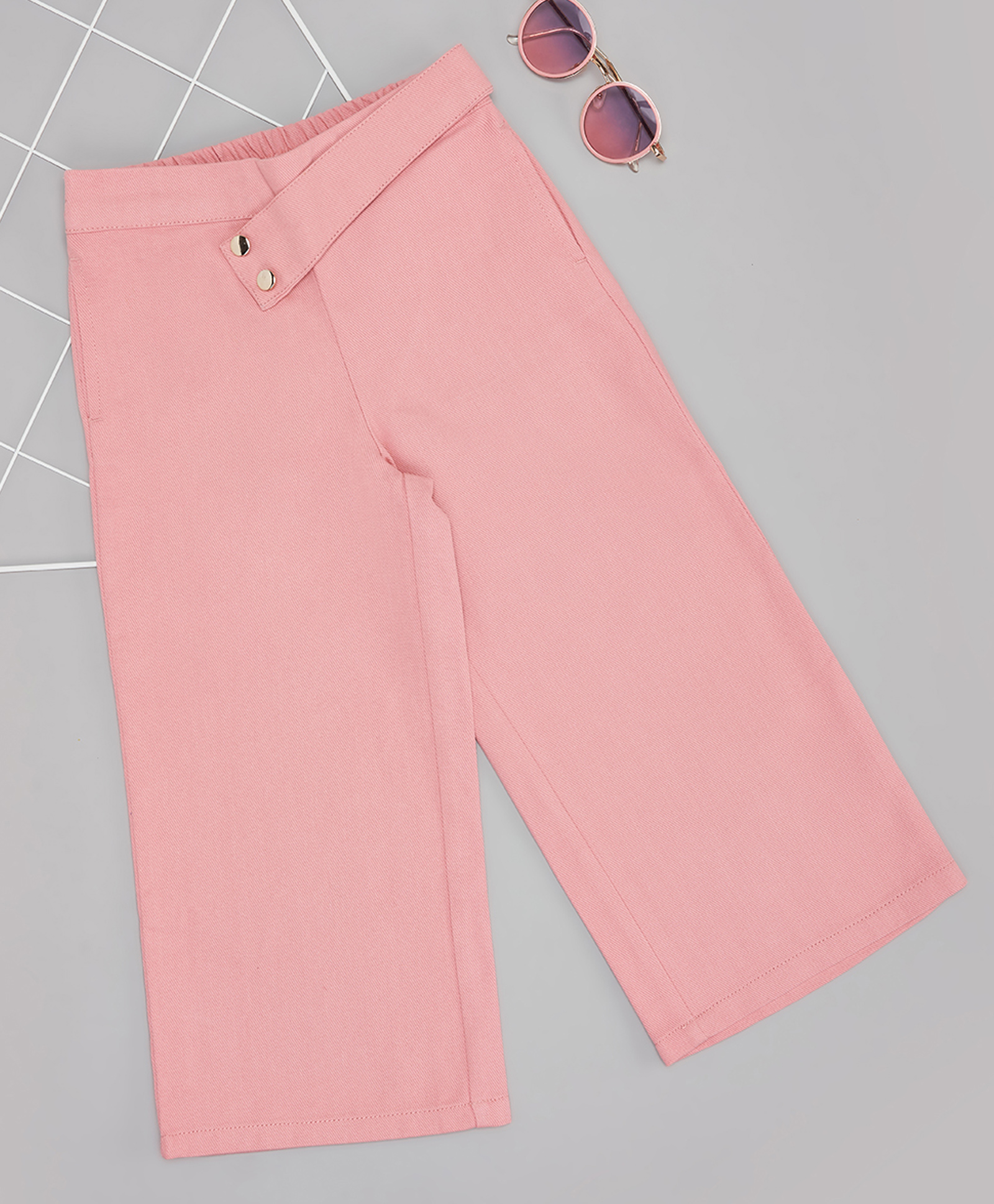 Pantaloons Junior Cotton Spandex Solid Wide Leg Pant - Pink-picture-35