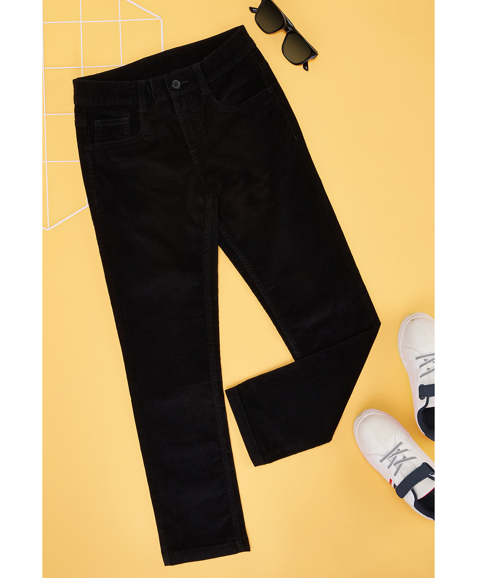 Pantaloons Junior Cotton Spandex Solid Trousers - Black-picture-39