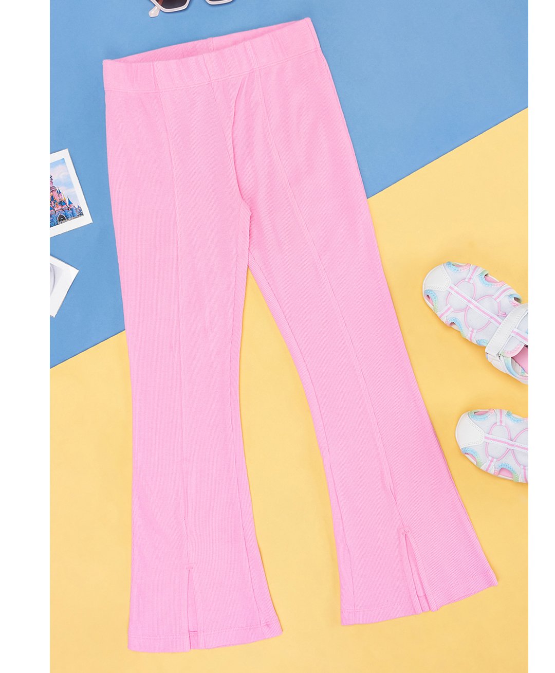 Pantaloons Junior Solid Bell Bottom Trousers - Pink-picture-41
