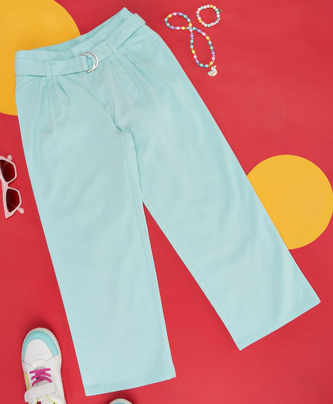 Pantaloons Junior Solid Flared Trousers - Blue-picture-22