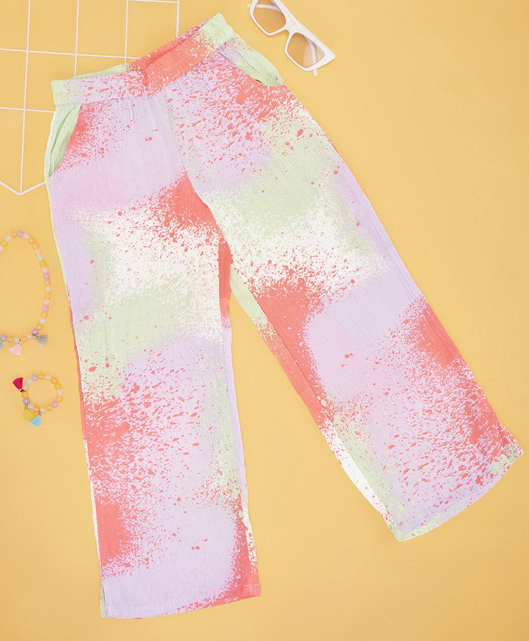 Pantaloons Junior Viscose Rayon Abstract Printed Flared Pant - Multi Colour-picture-17