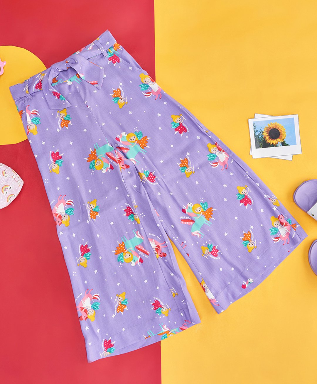 Pantaloons Junior Viscose Rayon Unicorn & Fairy Printed Trousers - Lilac-picture-15