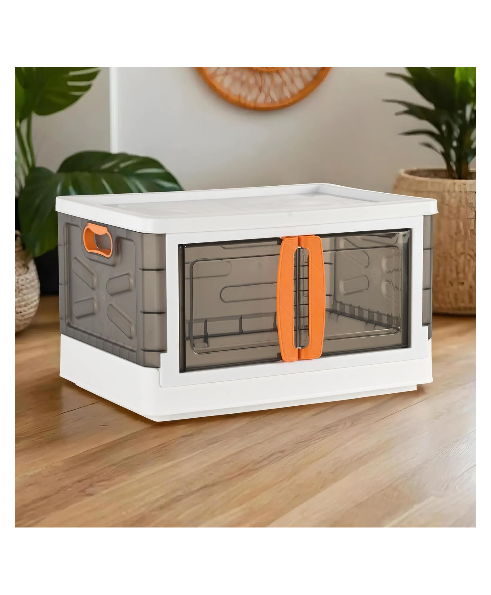 TEX-RO Wardrobe Organizer & Cupboard Cloth Organizer for Storage Foldable Almirah Storage Box Stackable Organizer for Clothes Large 1 Layer - White & Black-image-19