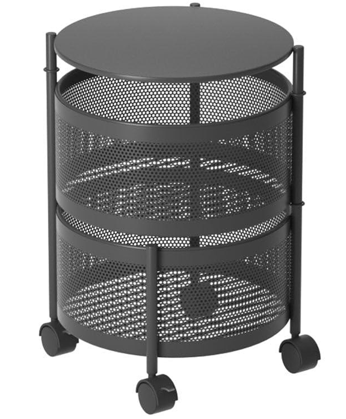 TEX-RO Kitchen Trolley with Wheels Kitchen Organizer Items and Storage Solutions for Round Kitchen Organizer and Kitchen Accessories Items Round Layer 2 - Black-image-2