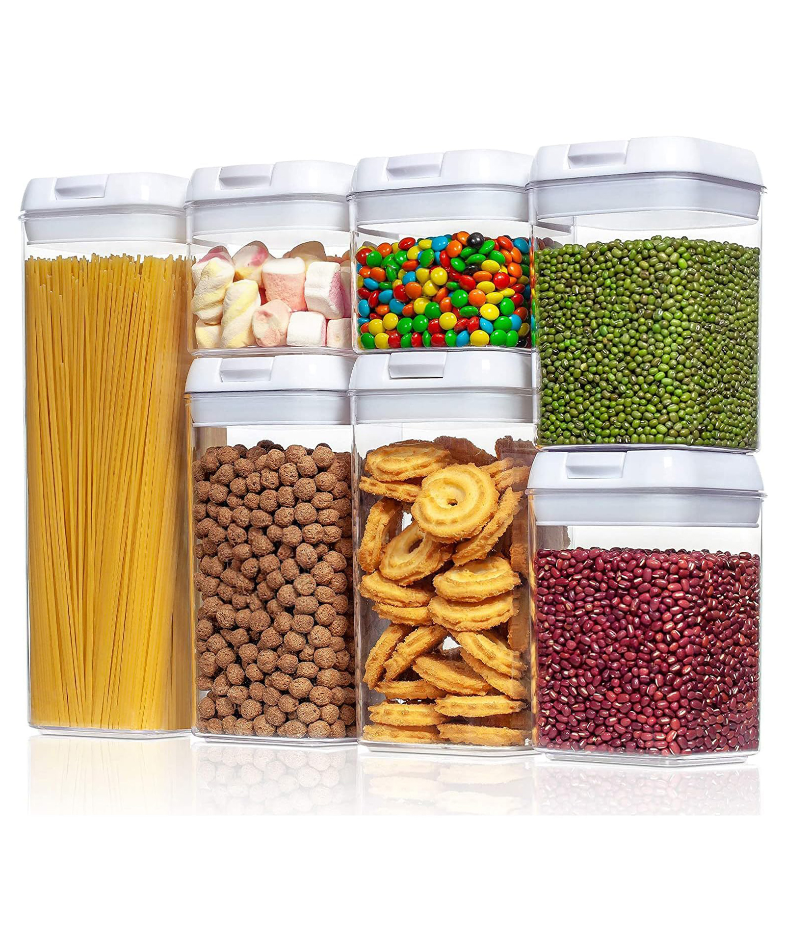 TEX-RO Polypropylene Premium Storage & Container Set Airtight Food Storage Jars Organizers For Pantry Kitchen Storage Box 500 ml Set Of 4 - White-image-11