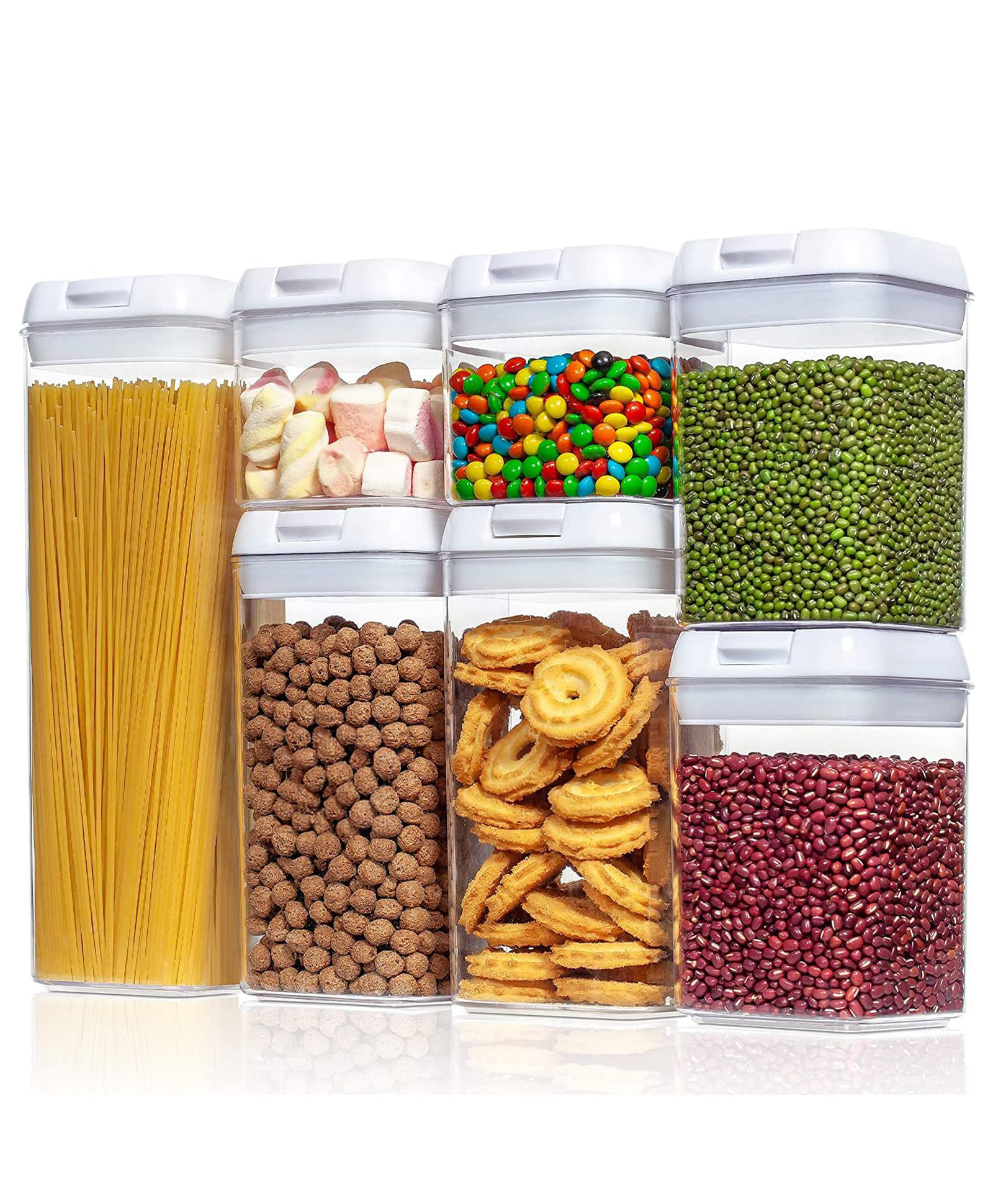 TEX-RO Polypropylene Premium Storage & Container Set Airtight Food Storage Jars Organizers For Pantry Kitchen Storage Box 1100 ml Set Of 4 - White-image-12