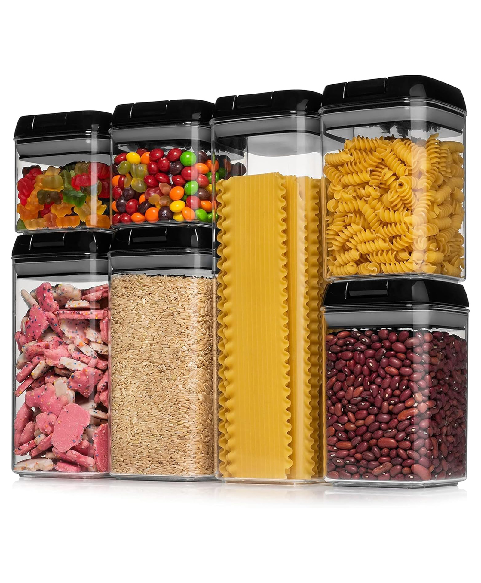 TEX-RO Polypropylene Premium Storage & Container Set Airtight Food Storage Jars Organizers For Pantry Kitchen Storage Box 500 ml Set Of 4- Black-image-10