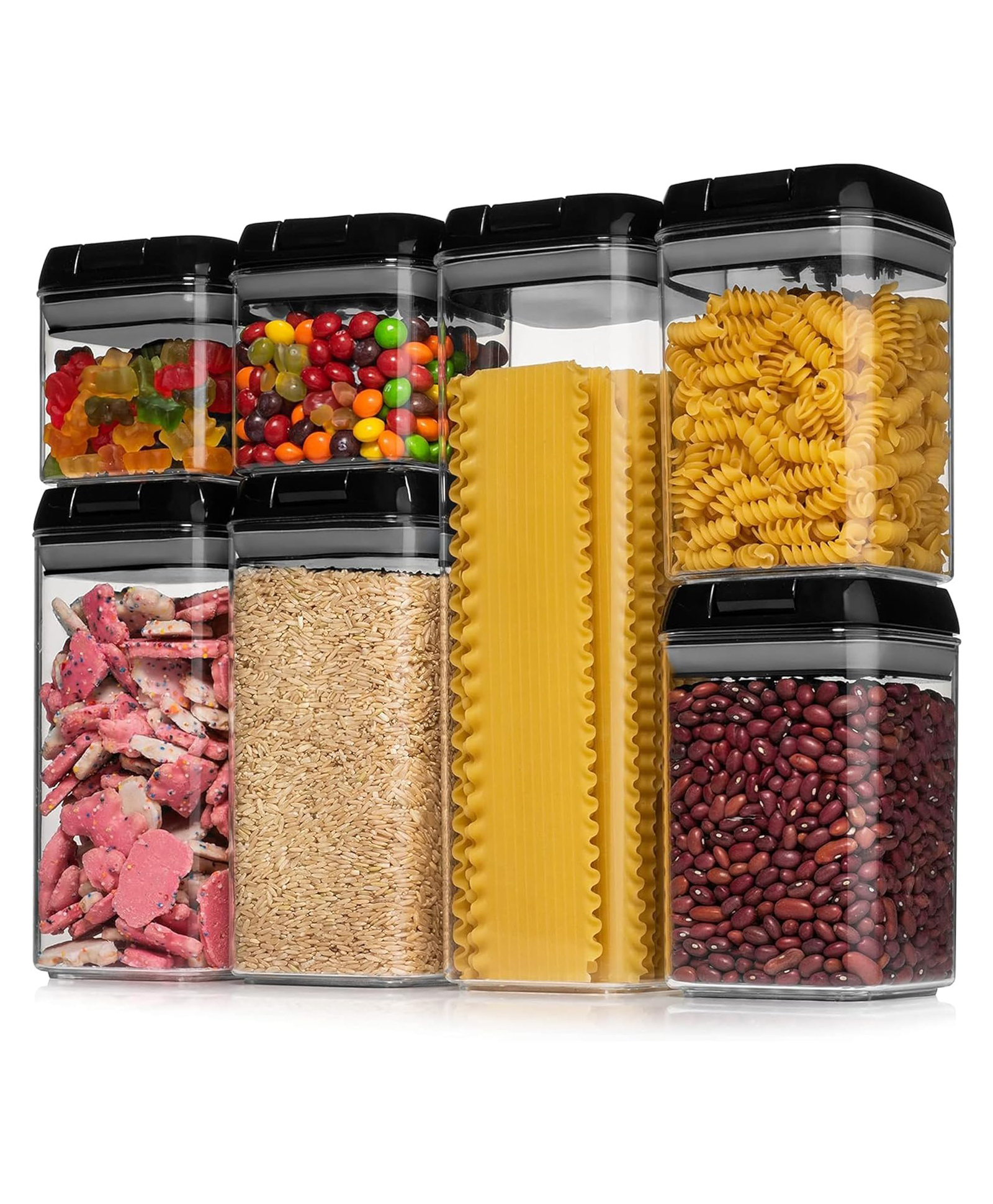 TEX-RO Polypropylene Premium Storage & Container Set Airtight Food Storage Jars Organizers For Pantry Kitchen Storage Box 1100 ml Set Of 4- Black-image-14