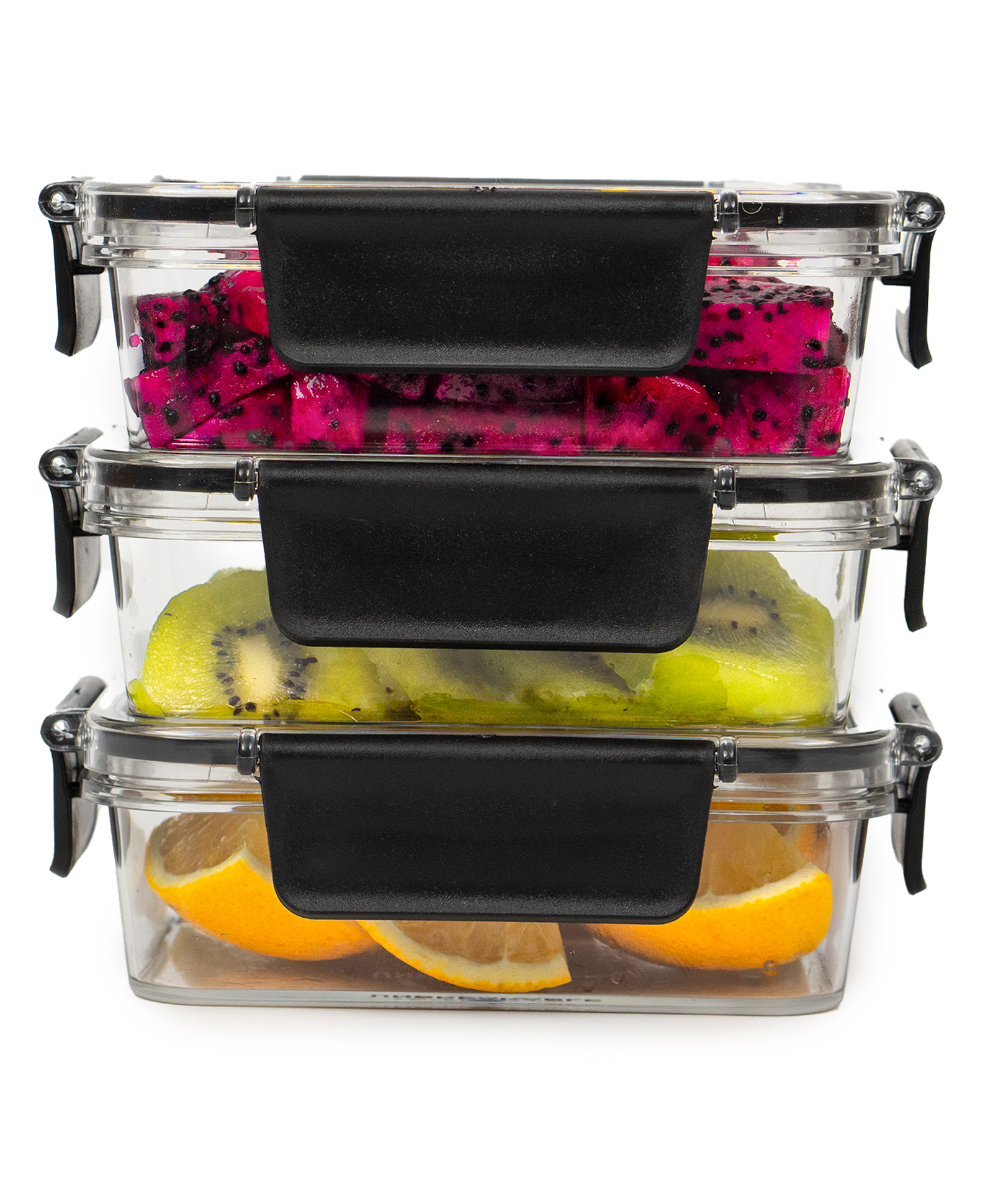 TEX-RO Air Tight Container For Fridge Organizer Plastic Container Storage Set Fridge Storage Boxes Kitchen Accessories Items Set Organization & Kitchen Storage 300 ml Set of 3 - Black & Transparent-image-32