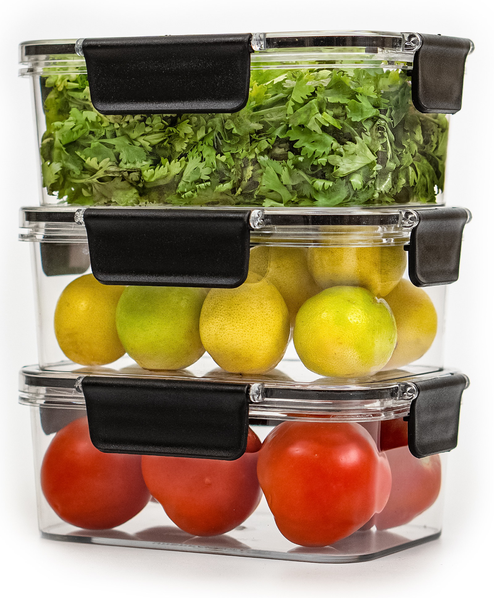 TEX-RO Air Tight Container For Fridge Organizer Plastic Container Storage Set Fridge Storage Boxes Kitchen Accessories Items Set Organization & Kitchen Storage 800 ml Set of 3 - Black & Transparent-image-33