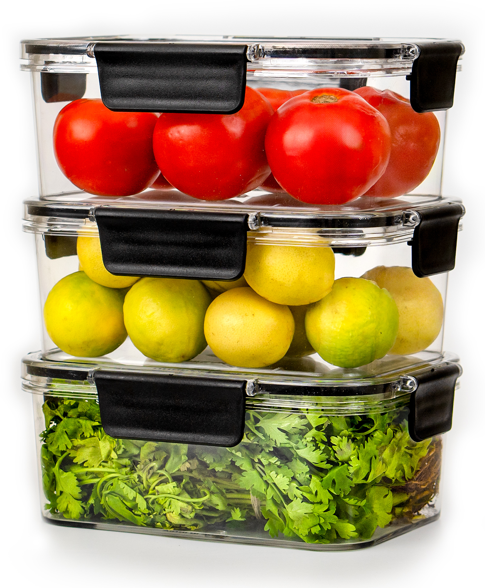 TEX-RO Air Tight Container For Fridge Organizer Plastic Container Storage Set Fridge Storage Boxes Kitchen Accessories Items Set Organization & Kitchen Storage 1200 ml Set of 3 - Black & Transparent-image-18