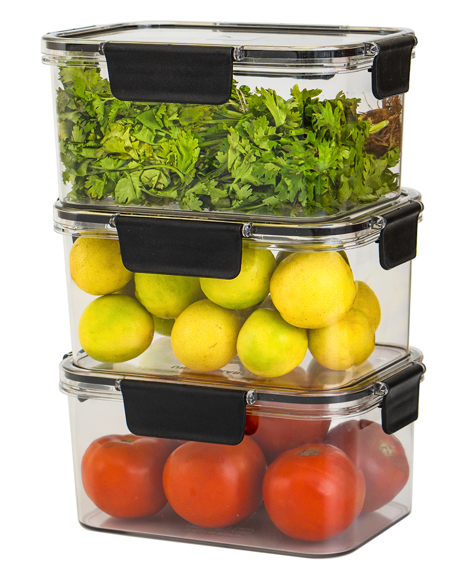 TEX-RO Air Tight Container For Fridge Organizer Plastic Container Storage Set Fridge Storage Boxes Kitchen Accessories Items Set Organization & Kitchen Storage 1500 ml Set of 3 - Black & Transparent-image-35