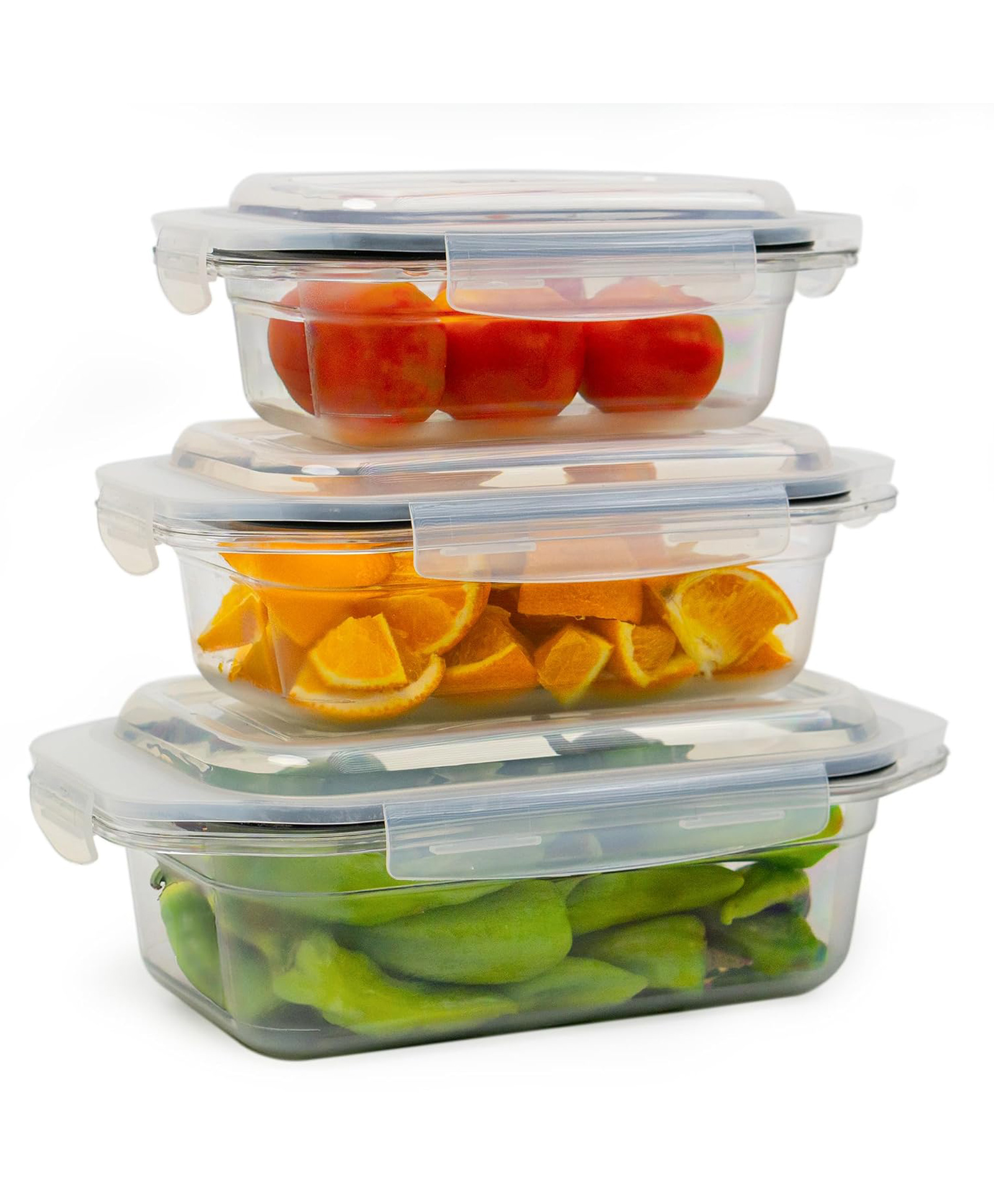 TEX-RO Air Tight Container For Fridge Organizer Plastic Container Storage Set Fridge Storage Boxes Kitchen Accessories Items Set Organization & Kitchen Storage Set of 3 - Transparent-image-5