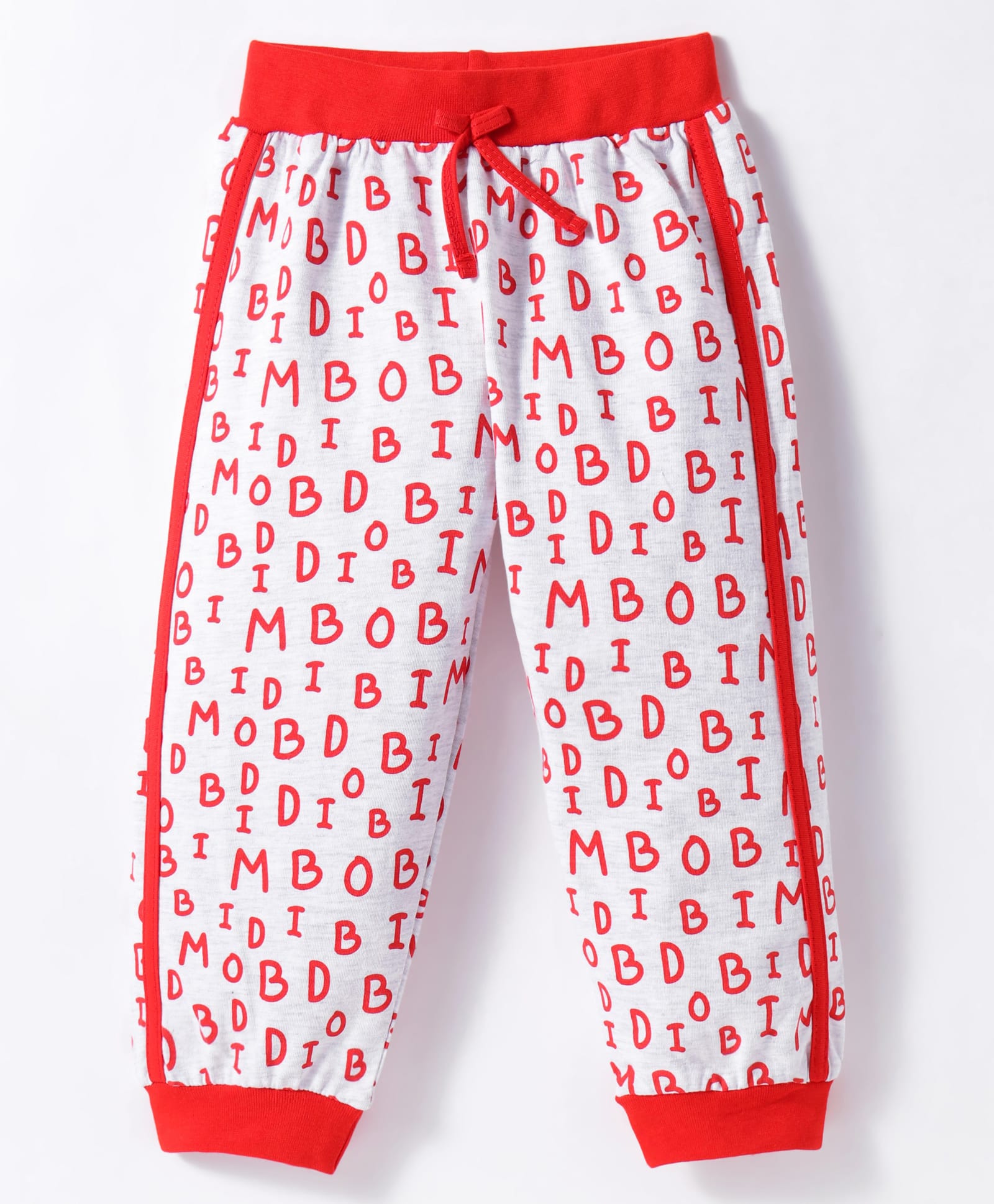 Mini Taurus Cotton Knit Full Length Lounge Pants withText Print & Tape - Red-picture-20
