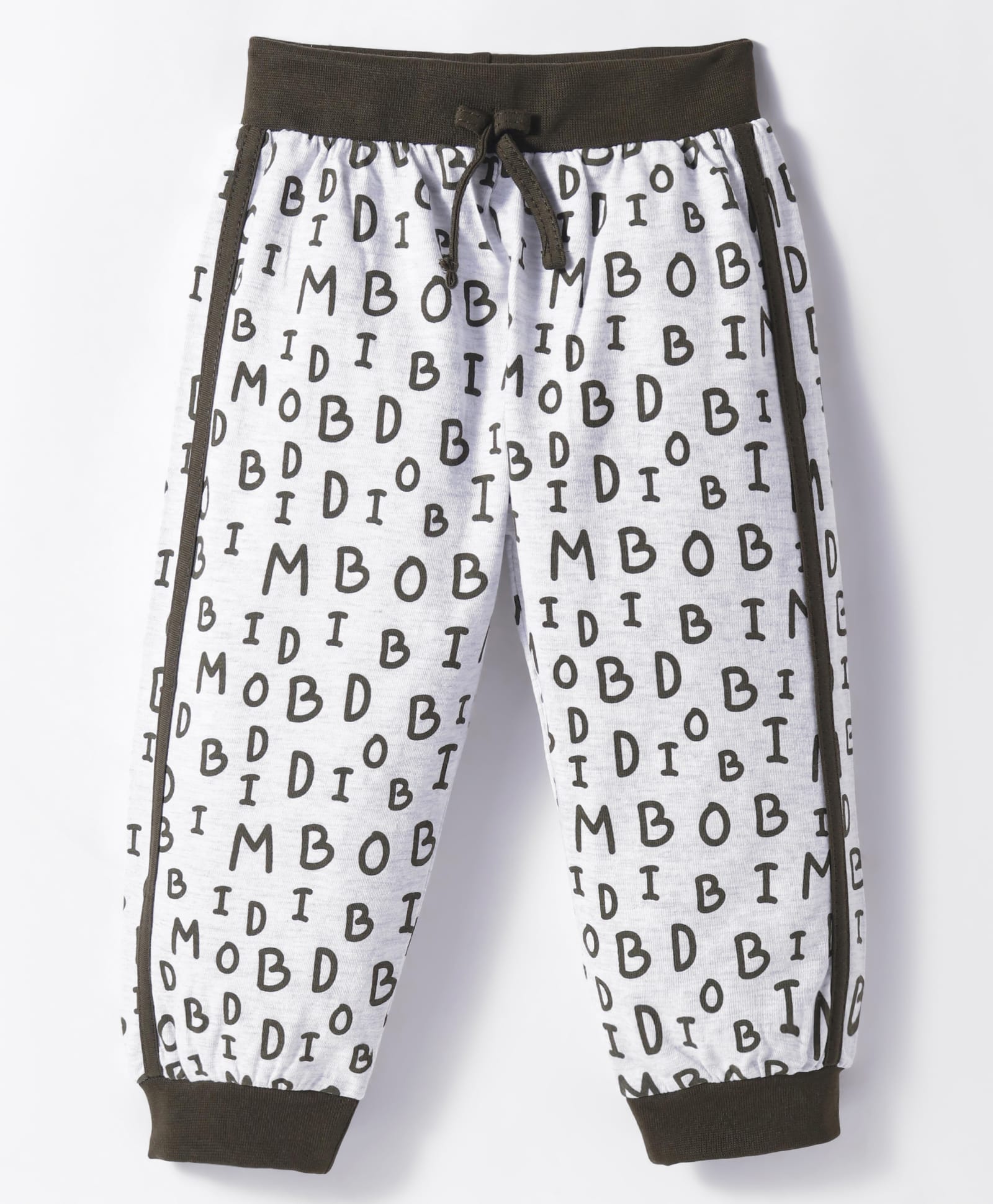 Mini Taurus Cotton Knit Full Length Lounge Pants withText Print & Tape - Dark Green-picture-43