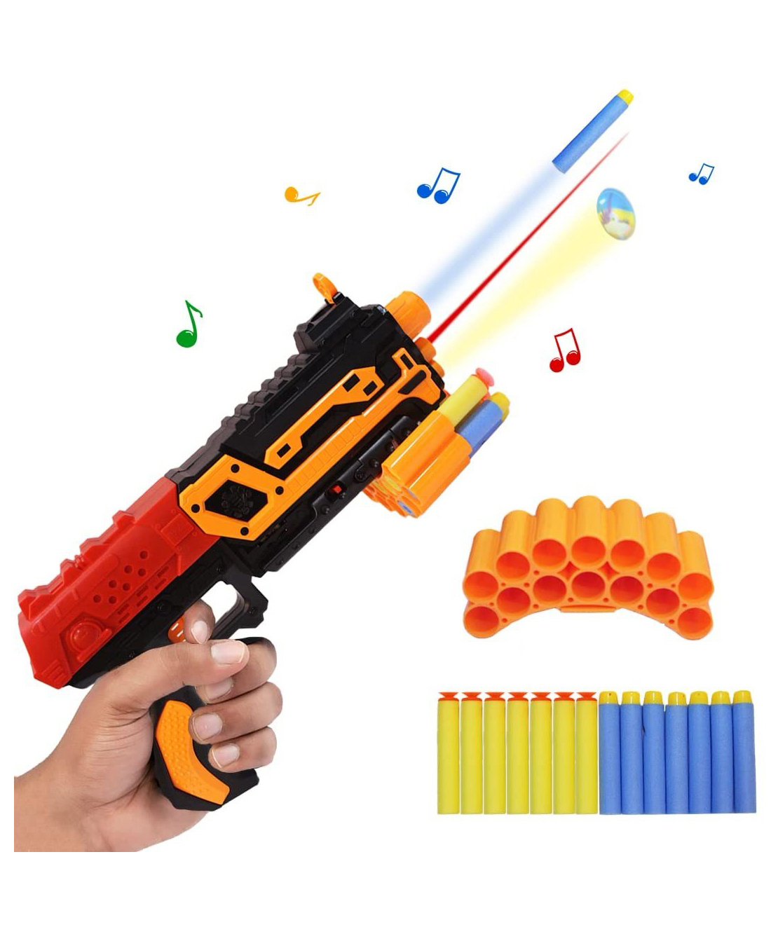 sanjary SANJARYBlaster Guns with Laser Light & Music, Foam Bullets with 14 Foam Bullets for Guns color design may vary-picture-18