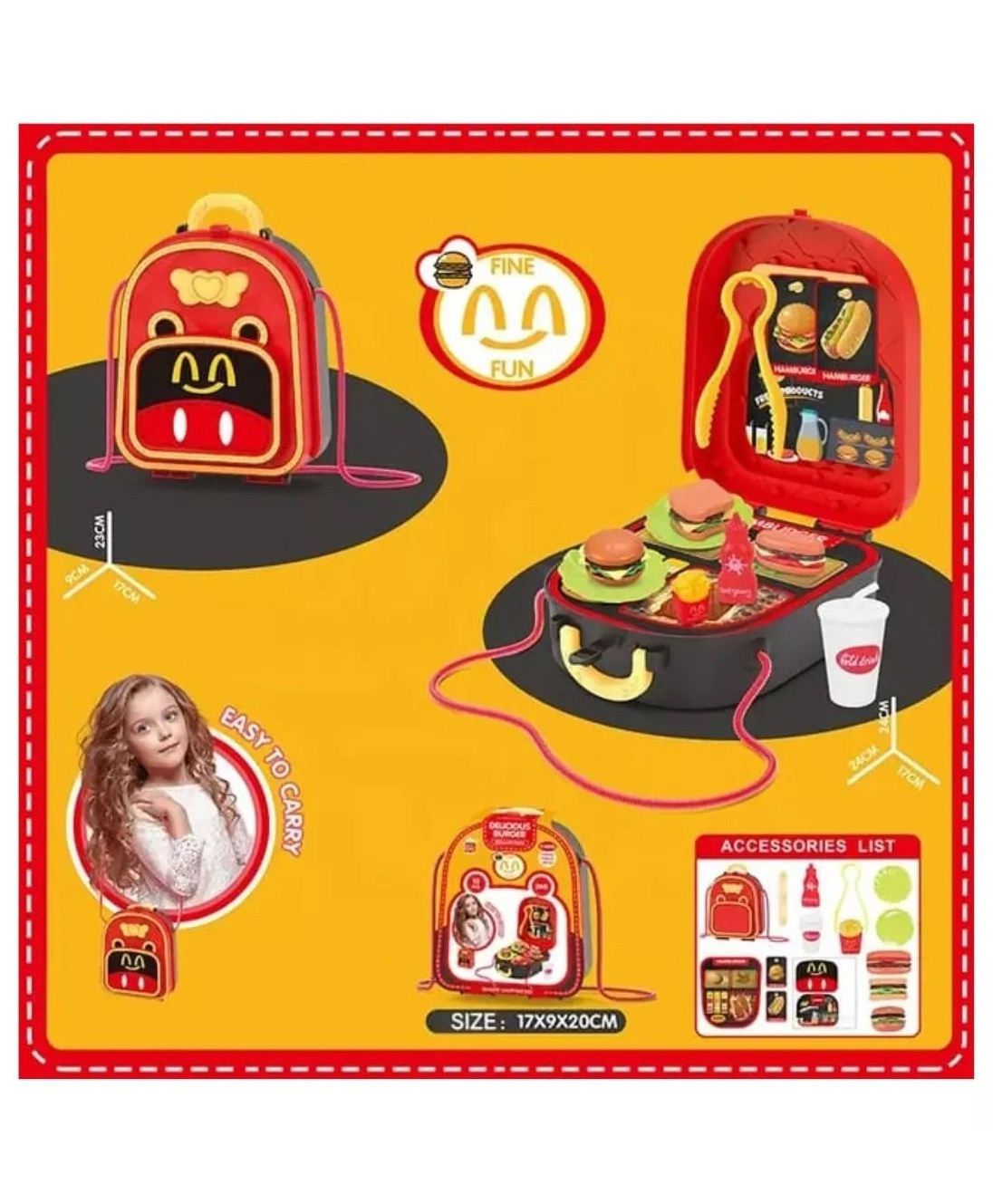 Sanjary Suitcase Bag with fast food Accessories Set Toy for Boys and Girls color design may vary-picture-37