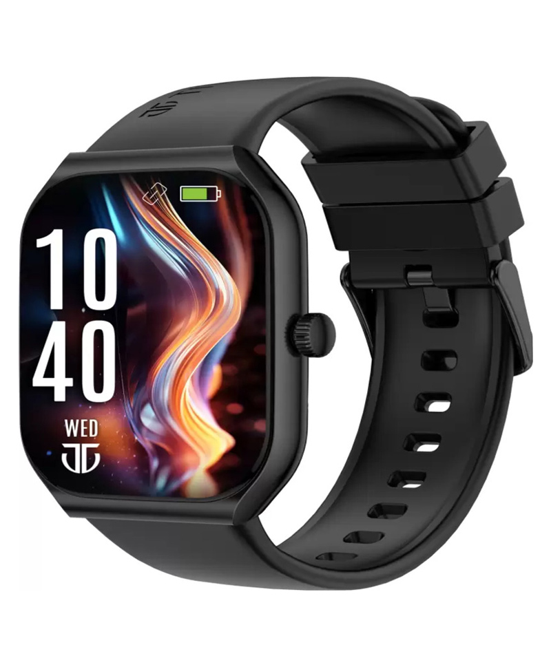 Titan Smart 3|Smartwatch 1.96'' AMOLED Display|SingleSync BT Calling|Fast Charging|110+ Sports Smartwatch (Green Strap, Free Size)-Black-image-2