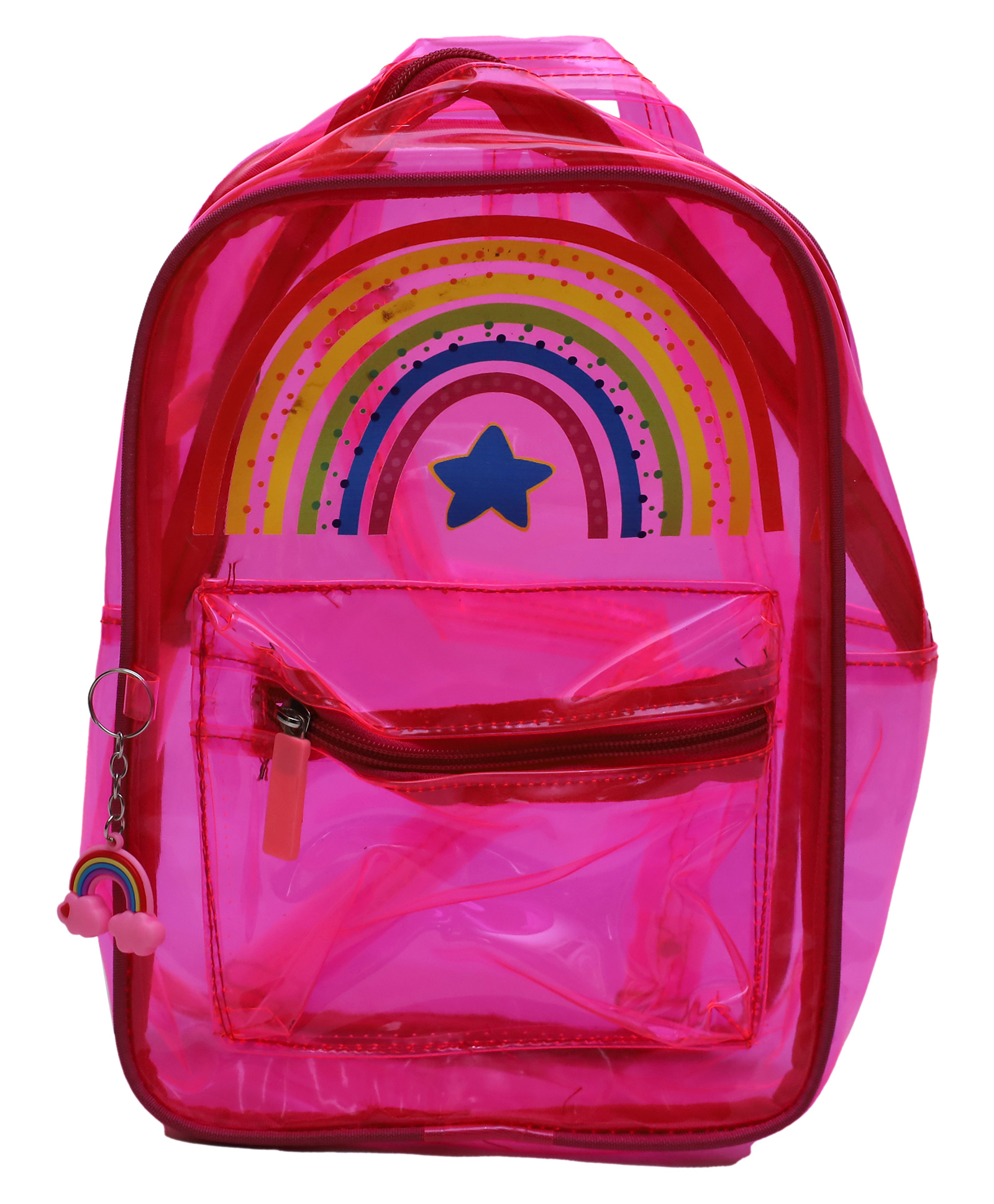 ji & ja Ji and Ja Clear Transparent Backpack Water Resistant Small Backpack Trendy Girls School Bag suitable for men and women heavy-duty PVC transparent bag (pink) - Height 11 inch-picture-17