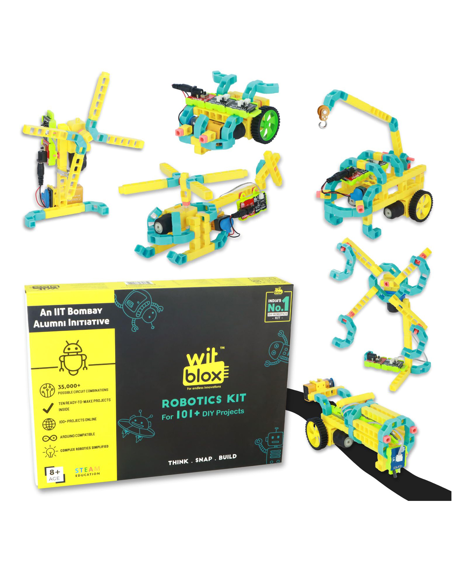 WitBlox Mega DIY Robotics Kit for 101 Projects || Plug & Fit Modular Electronics Circuits || Compatible with Arduino-image-1