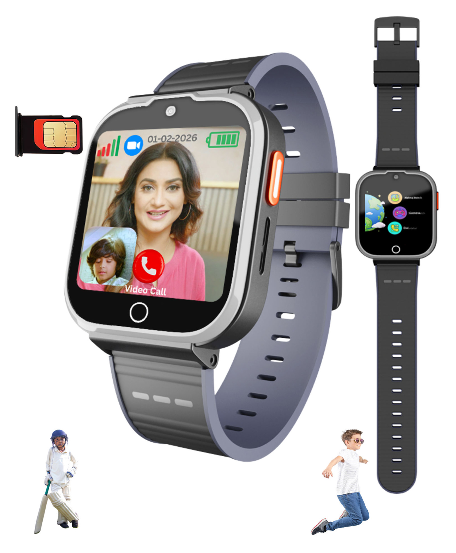Spiky Cyclops 4G Video Calling Waterproof Smartwatch - Black-image-36