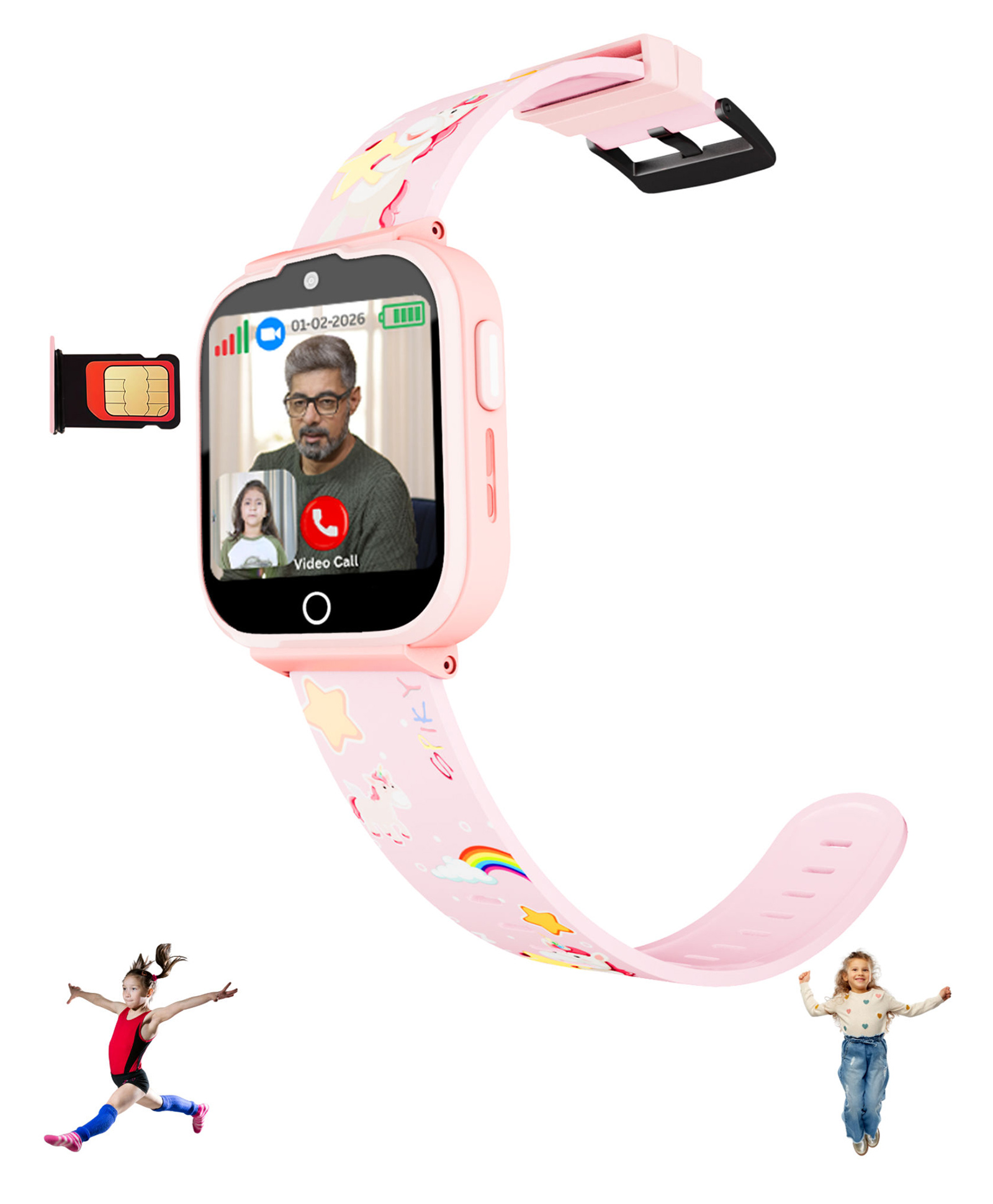 Spiky Cyclops 4G Video Calling Waterproof Smartwatch - Pink-picture-21