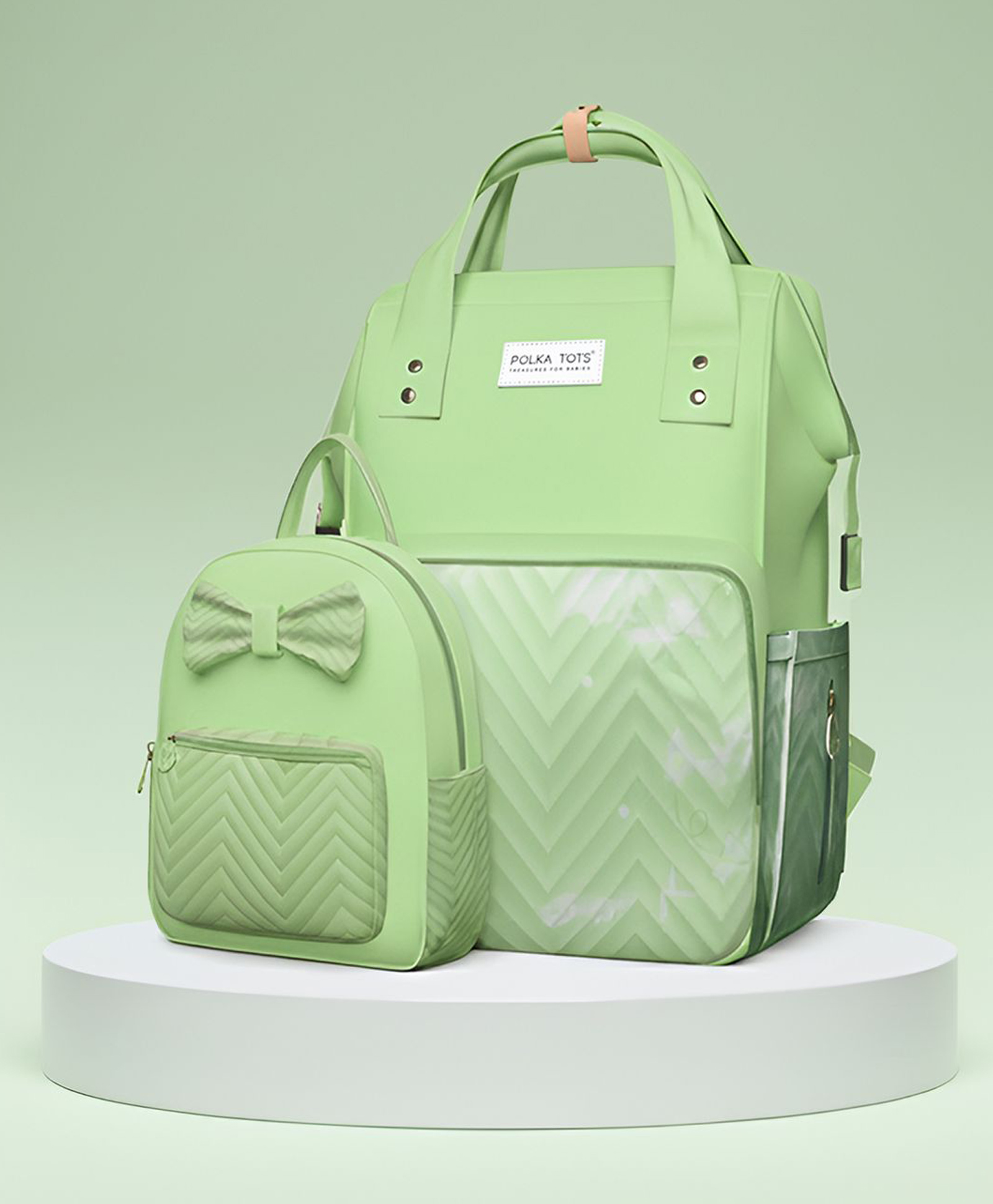 Polka Tots MamaMini Luxe Duo Diaper Bag Combo - Green-image-22