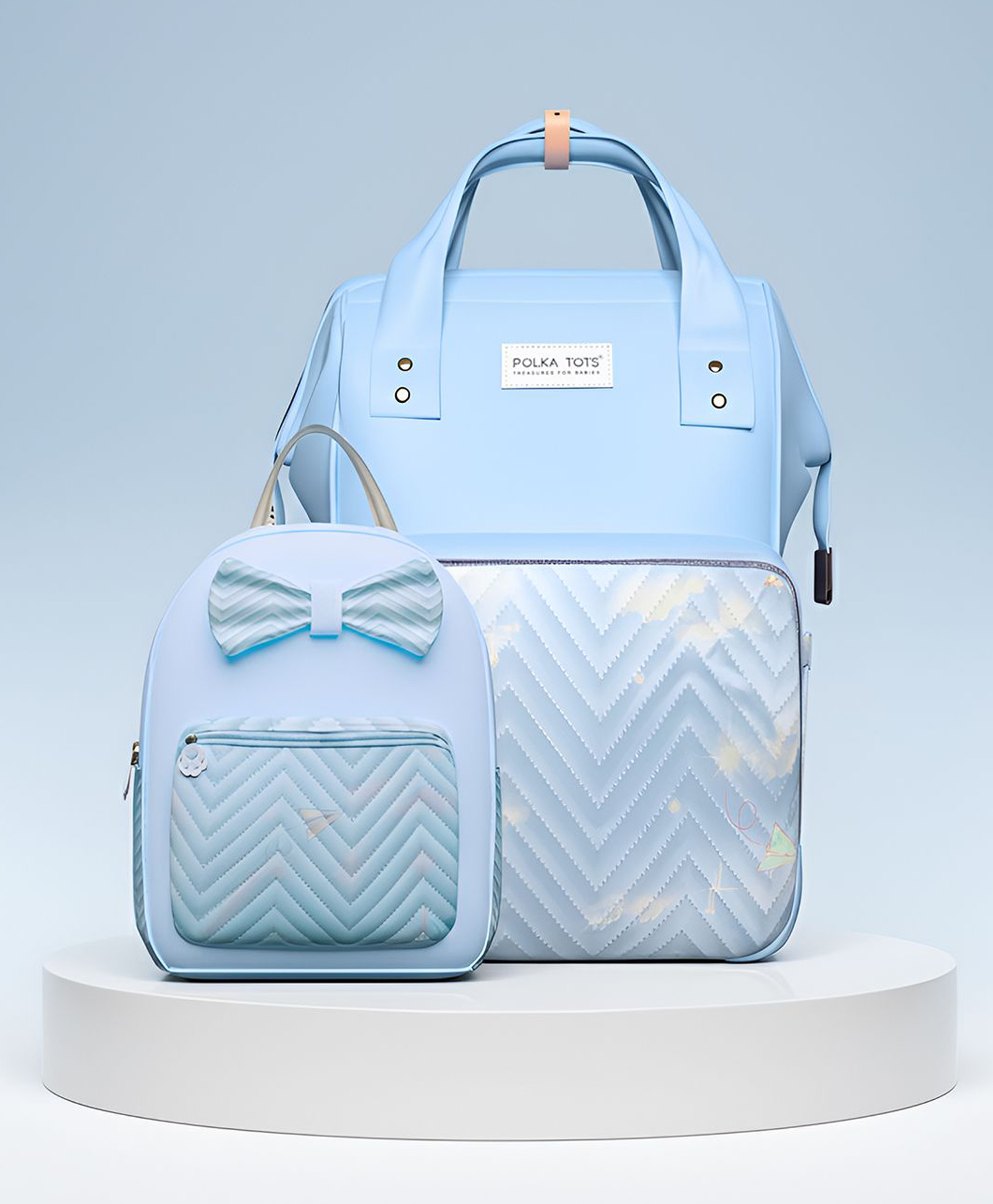 Polka Tots MamaMini Luxe Duo Diaper Bag Combo - Blue-picture-11