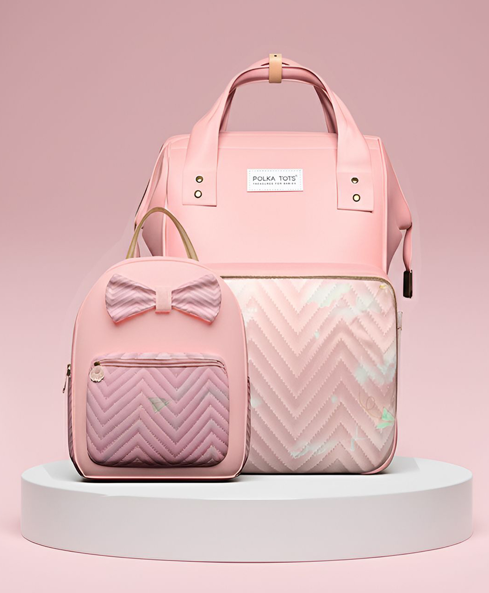 Polka Tots MamaMini Luxe Duo Diaper Bag Combo - Peach-picture-25