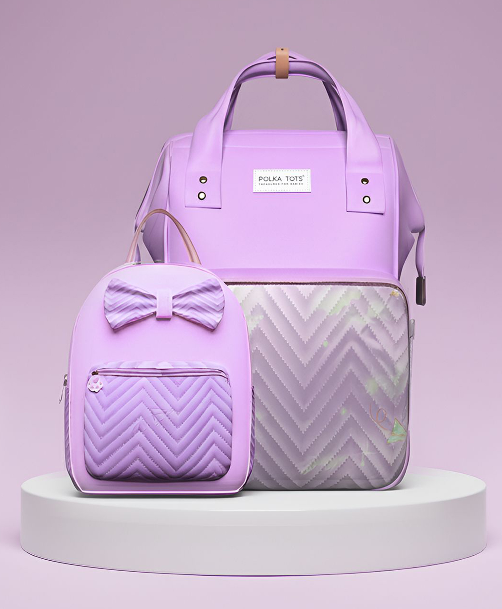 Polka Tots MamaMini Luxe Duo Diaper Bag Combo - Purple-image-32