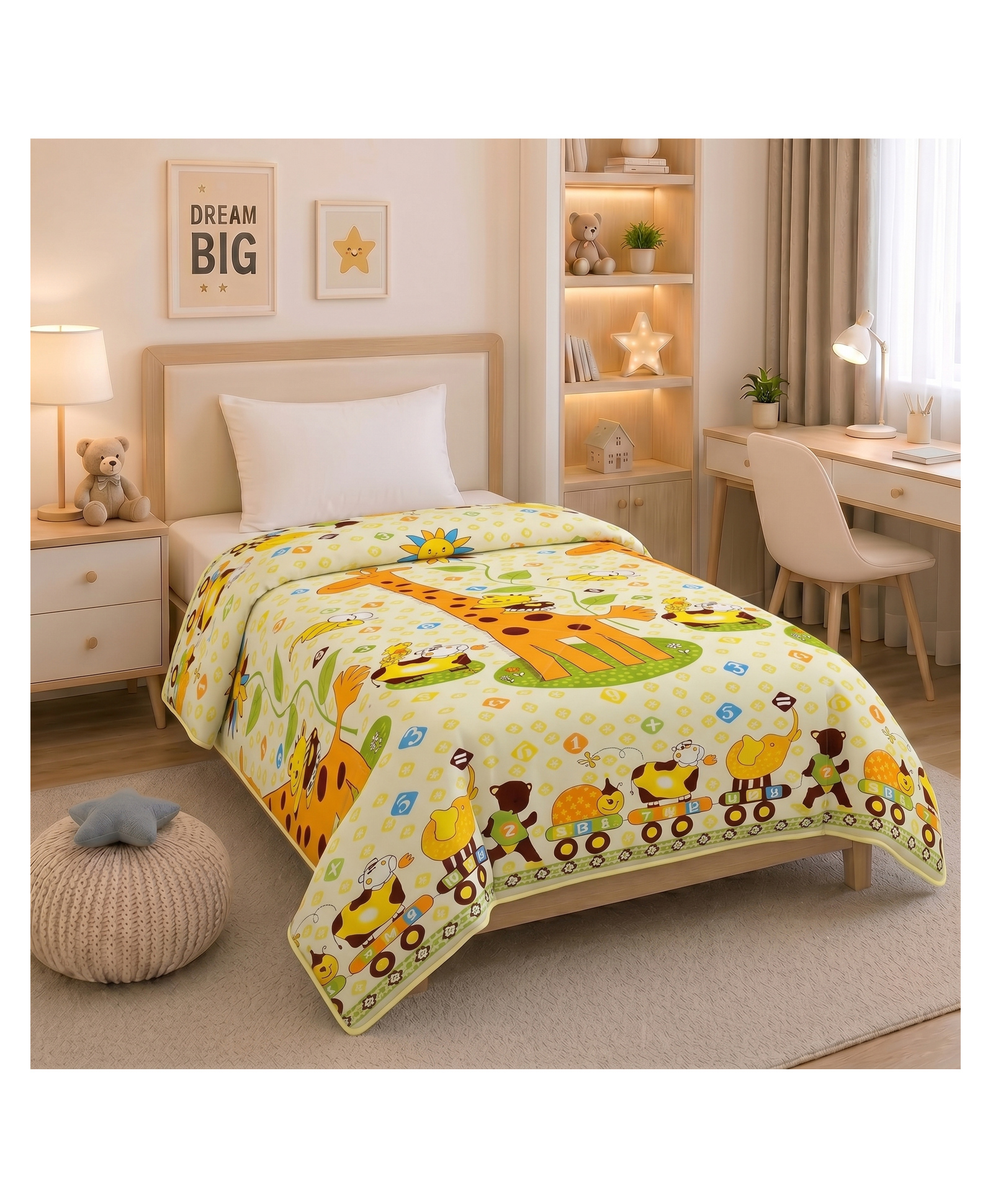 Filymore giraffe Single Bed comforter Cartoon Blankets for Kids | Dohar for Kid Boys & Girls | Children AC Blanket| Summer & Winter Blankets (60x90 Inches) (Yellow)-image-49