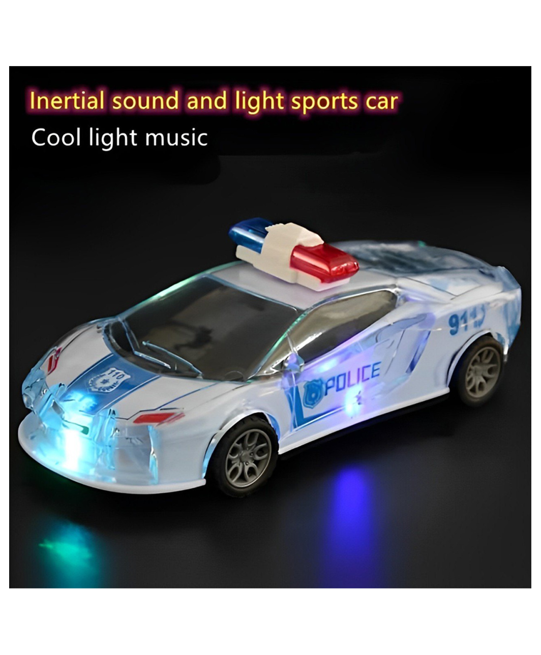 ADKD New Police Car with Lights, Music, and Friction Power - 3D Super Speed, Colorful Dazzling Lights, and Siren Sound - Educational and Safe Kids' Toy-image-12