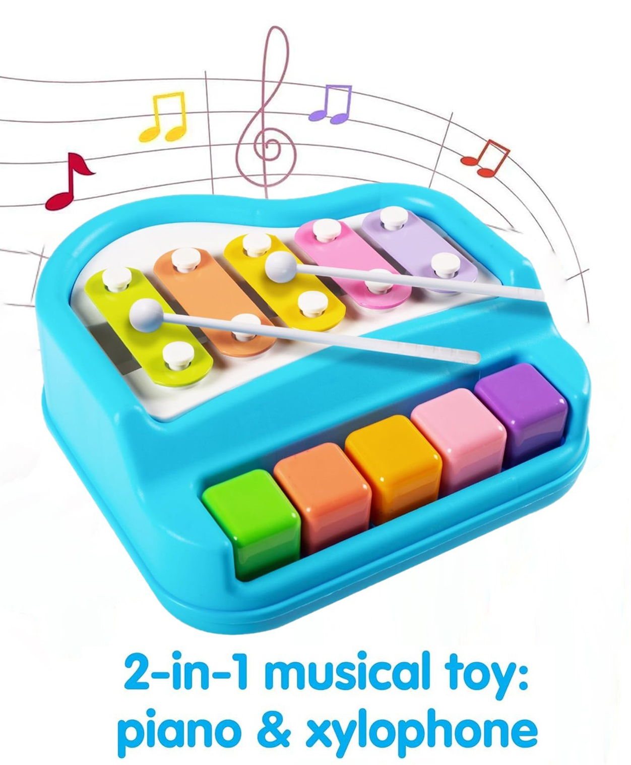 ADKD 5 Tone Xylophone Learning Toys Kids Educational Knock Playing 2 in 1 Colorful Plastic Percussion Piano Toy- (Color May Vary)-image-47