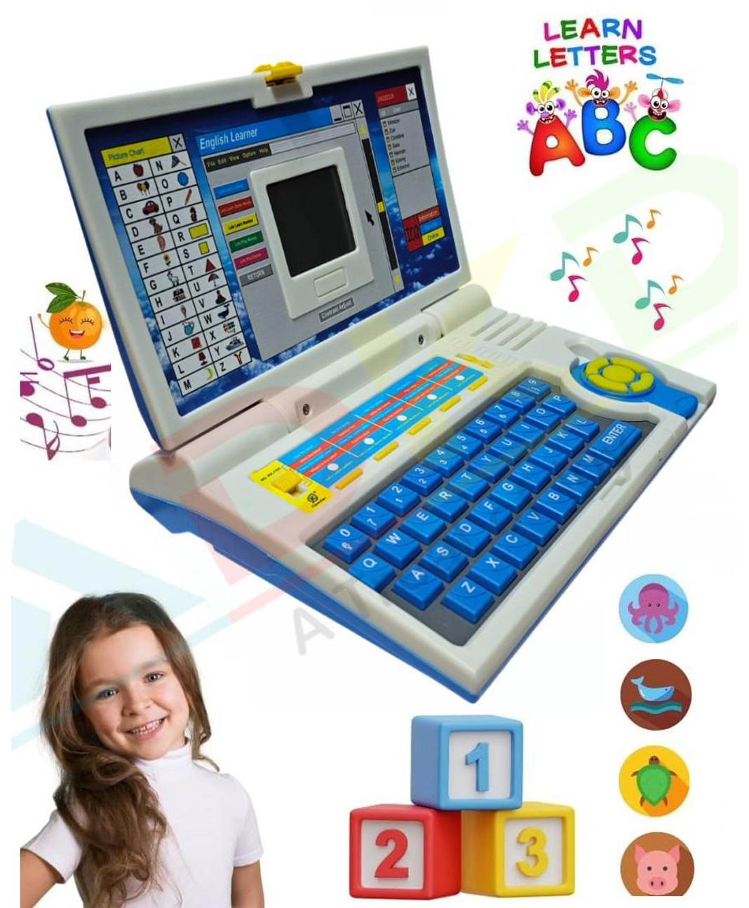ADKD Educational English Learner Laptop with Fun Activities Keyboard & Mouse for Kids - Blue-picture-24