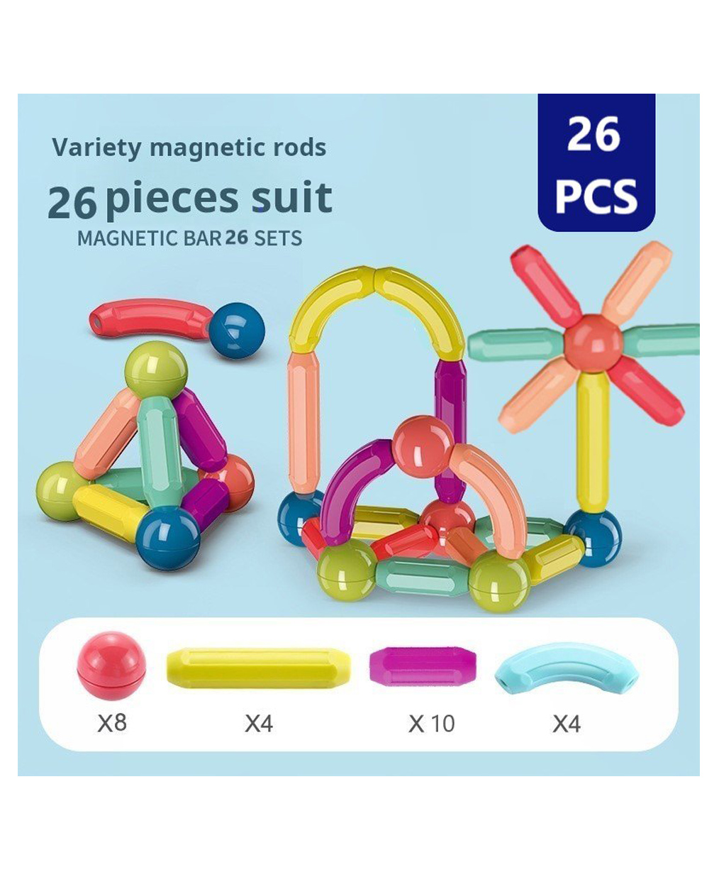 ADKD Premium Magnetic Building Sticks 26 Pieces Toy for Kids | Activity & Education Blocks Toy for Toddlers & Kids | Montessori Learning & Construction Toys- Multicolor-picture-23