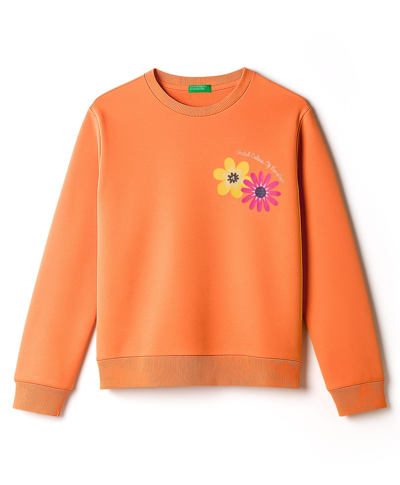 UCB Knit Full Sleeves Sweatshirt with Floral Print - Orange-picture-32