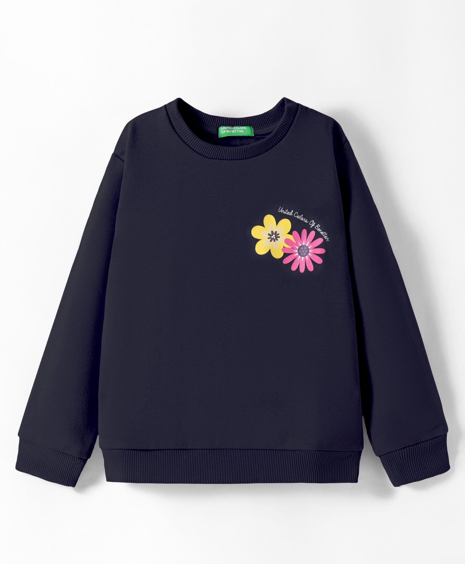 UCB Cotton Knit Full Drop Shoulder Sleeves Sweatshirt with Floral Print -Navy Blue-picture-18