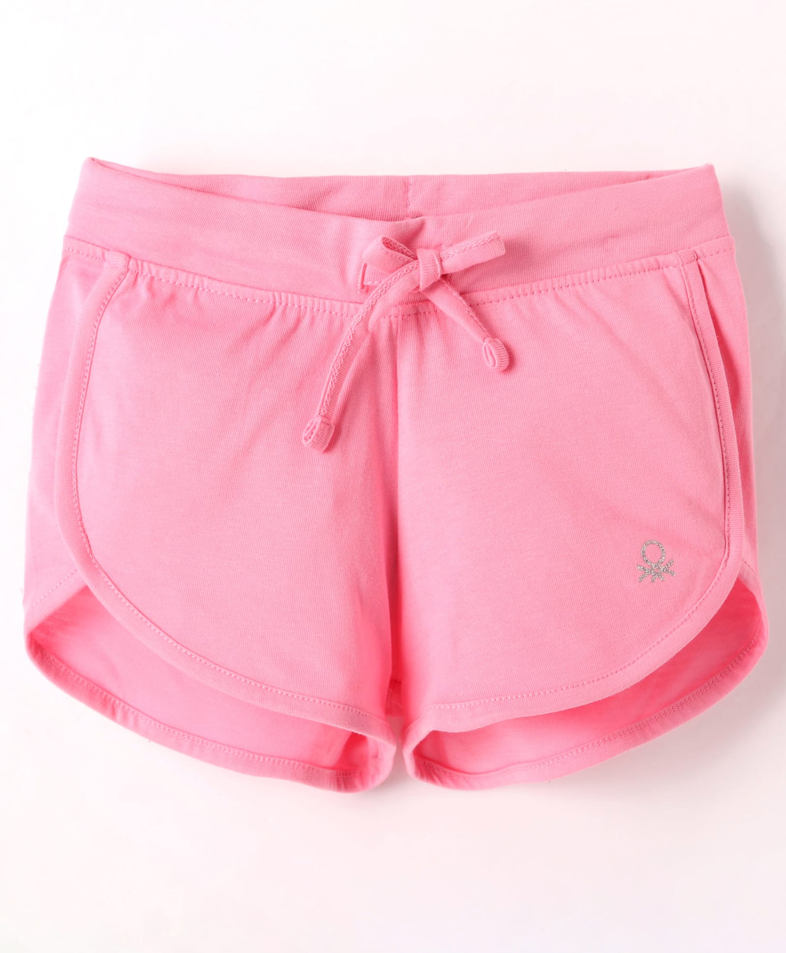 UCB Cotton Knit Knee Length Shorts with Glitter Logo Detailing - Pink-picture-1