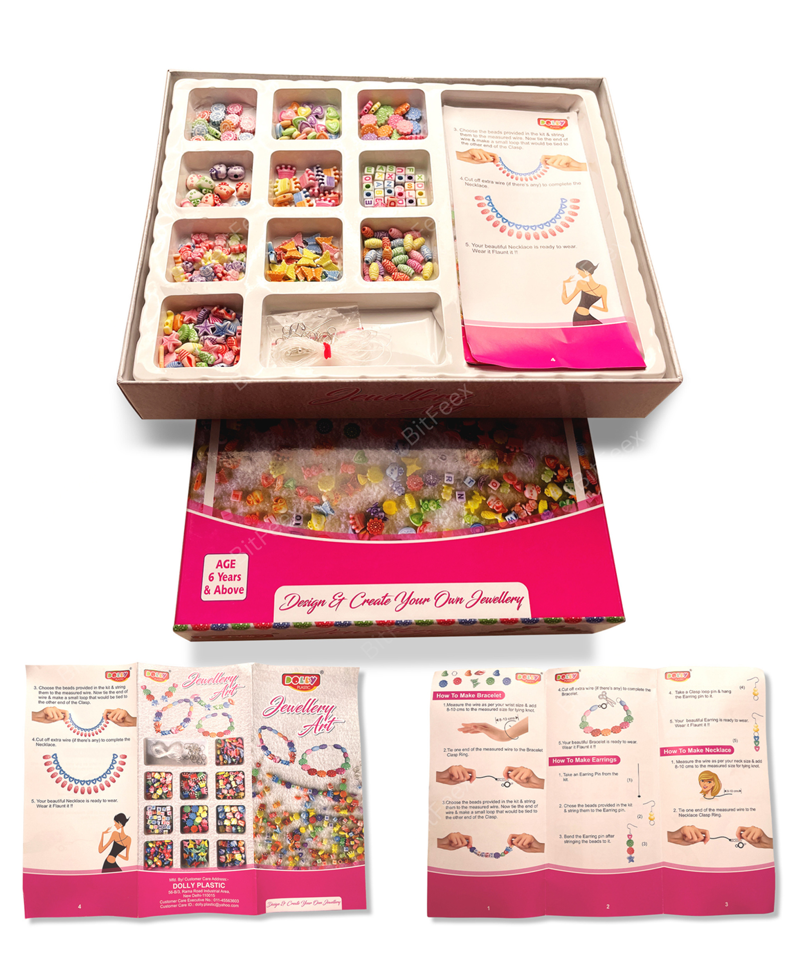 BitFeex Jewellery Art Making Kit DIY Bracelets Necklace Hairband and Rings Craft Kits Birthday for Little Girls-Multicolor-picture-5