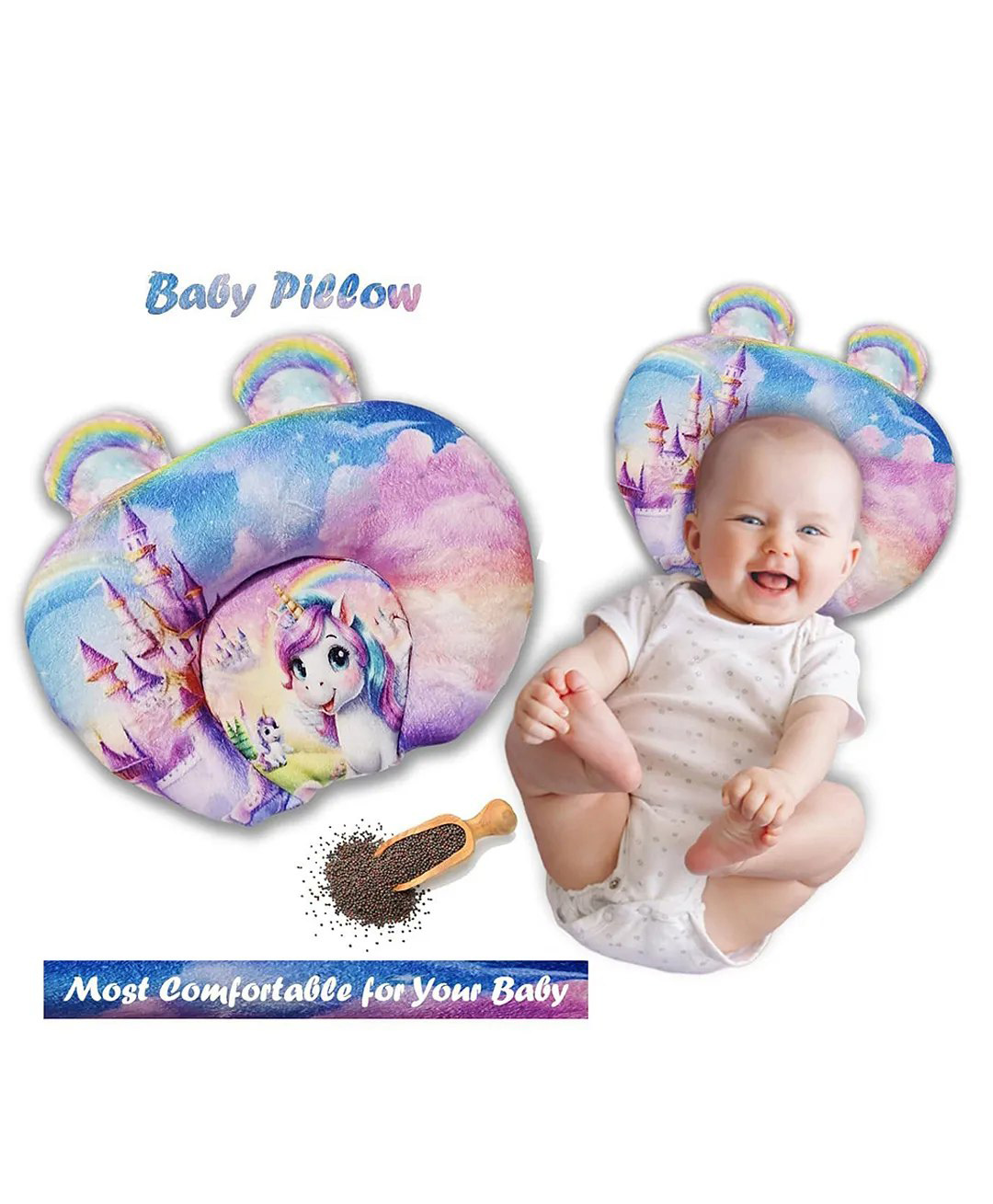 NeonateCare Mustard Seed Pillow for New Born Baby, Ideal for Round Head Shaping Seed Pillow for 0 to 6 Months Babies (Unicorn Pillow) ( color and design may vary)-picture-40