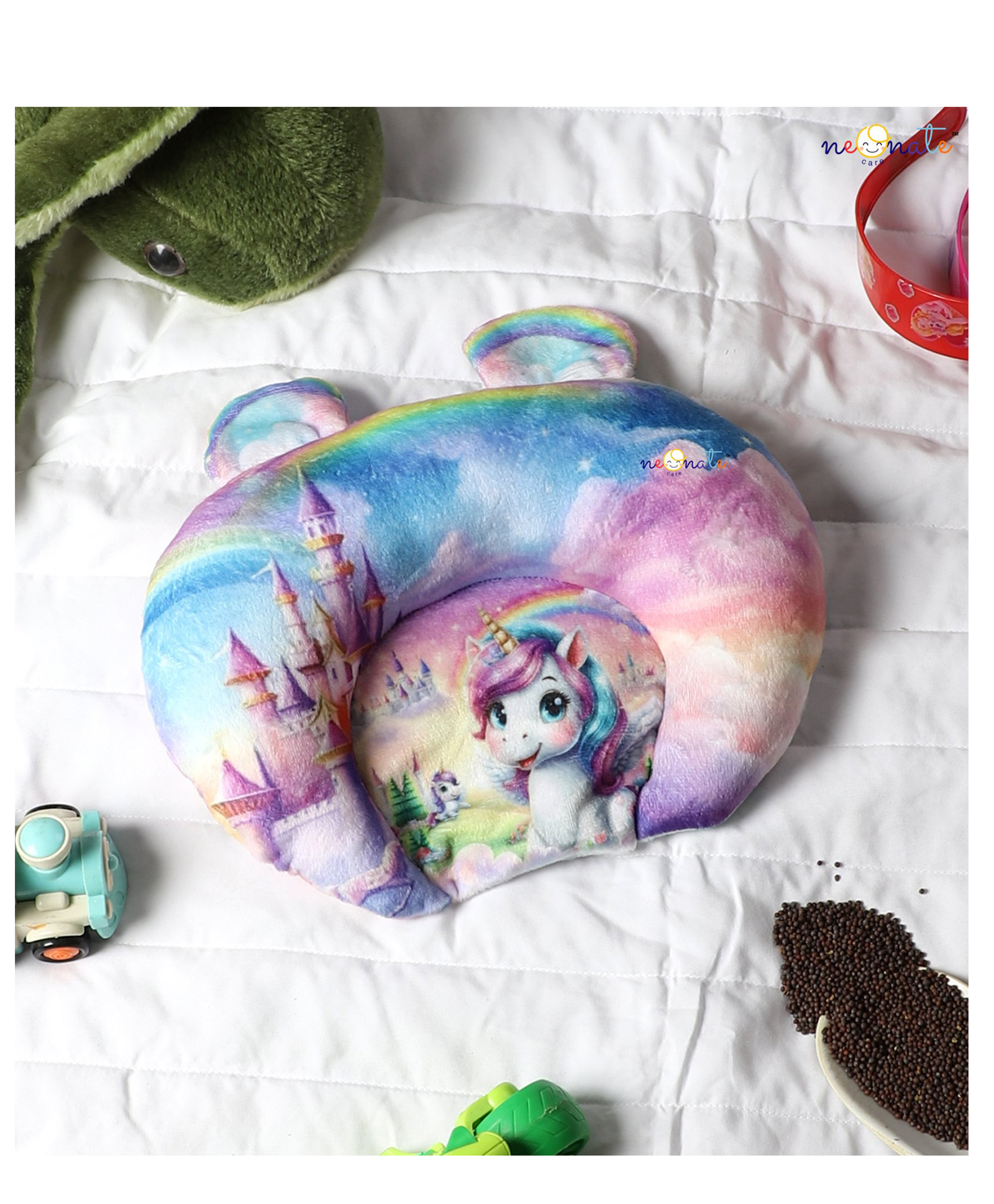 NeonateCare Mustard Seed Pillow for New Born Baby, Ideal for Round Head Shaping Seed Pillow for 0 to 12 Months Babies (Pink Unicorn Pillow) ( Multi Print) ( color and design may vary)-picture-28